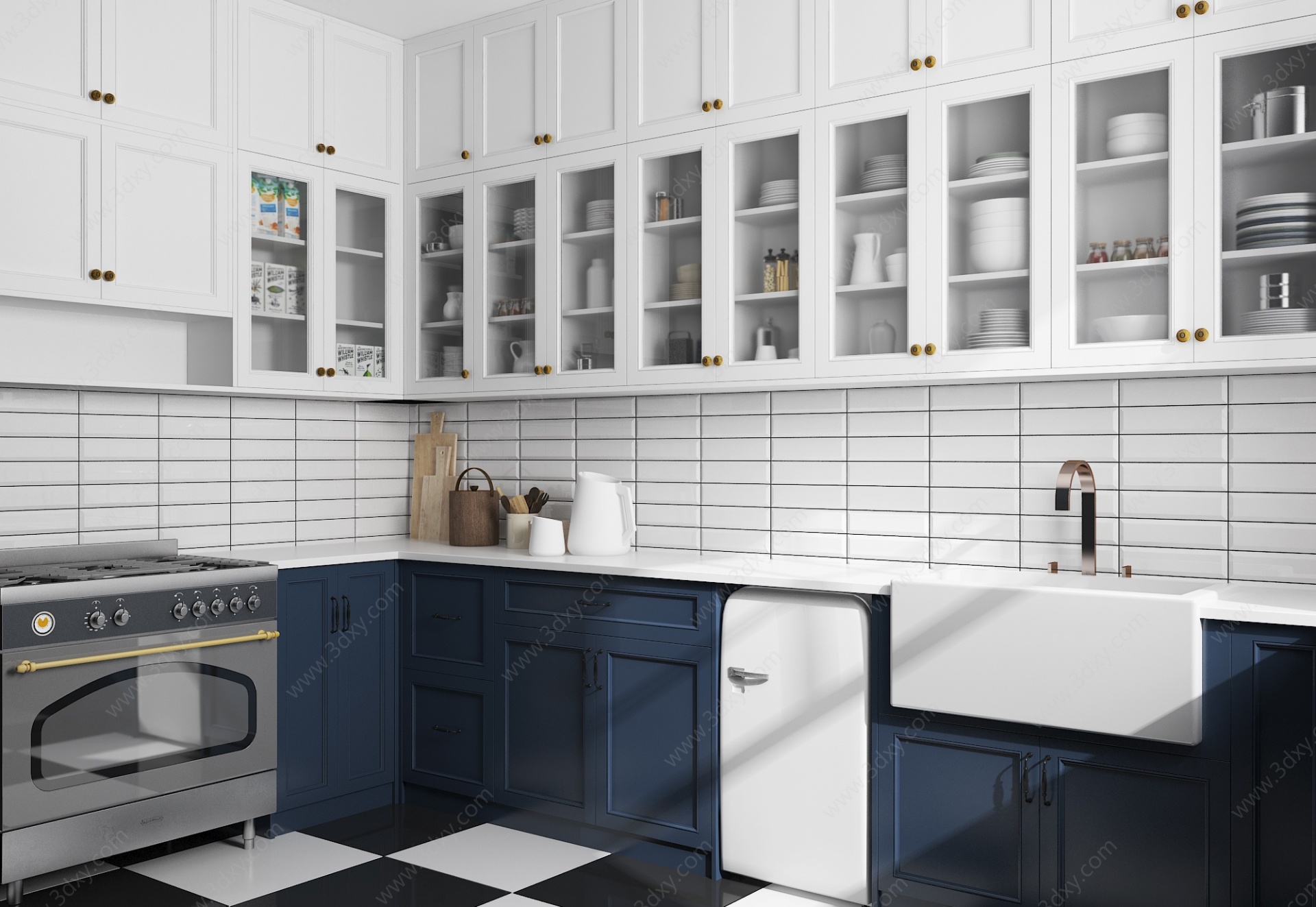 欧式厨房厨房用品陈设3D模型