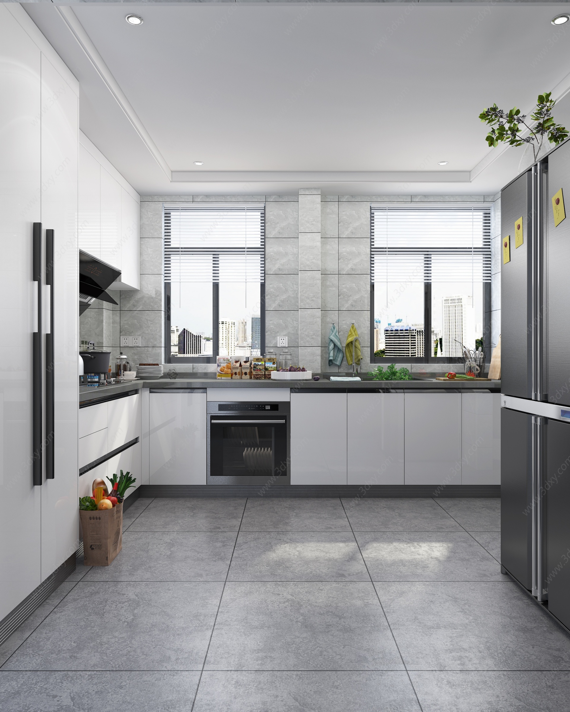 现代风格厨房橱柜厨房电器3D模型