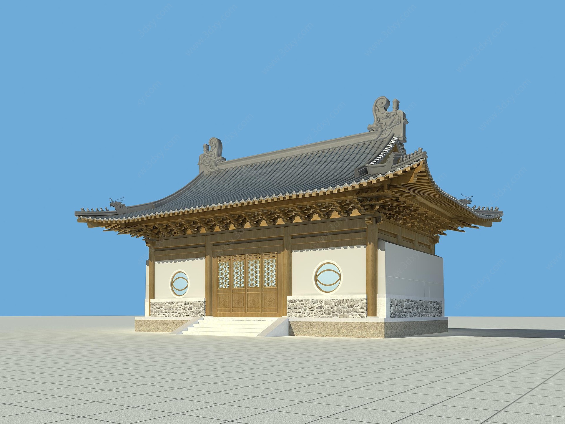 中式古建土地庙3D模型
