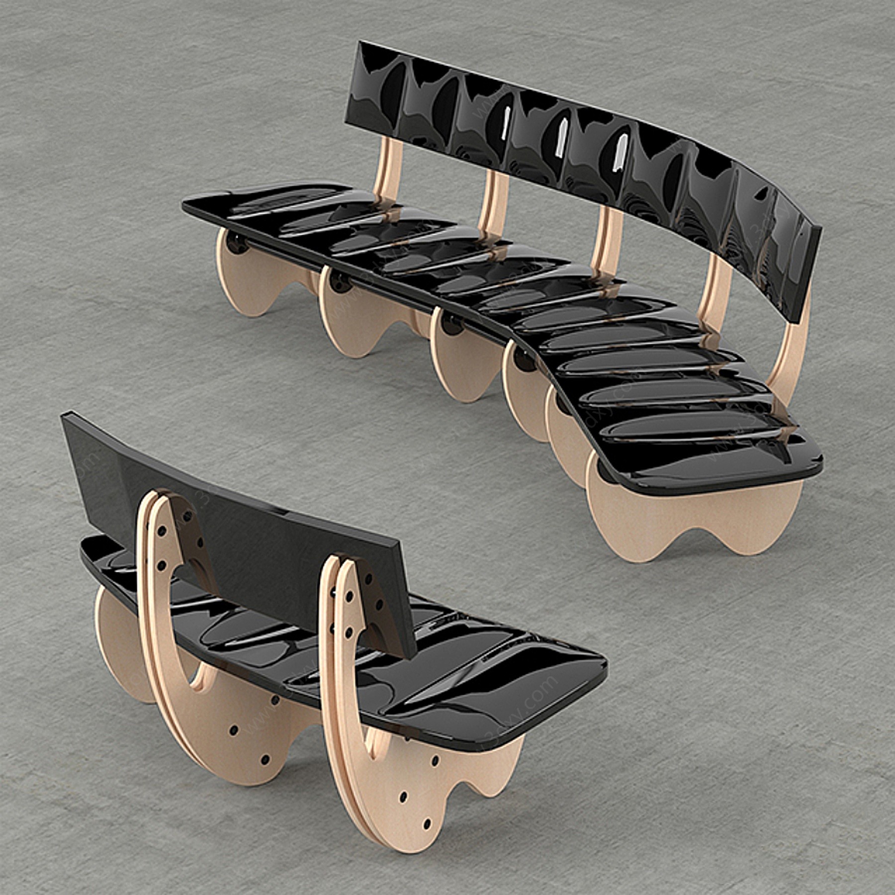 现代长凳3D模型