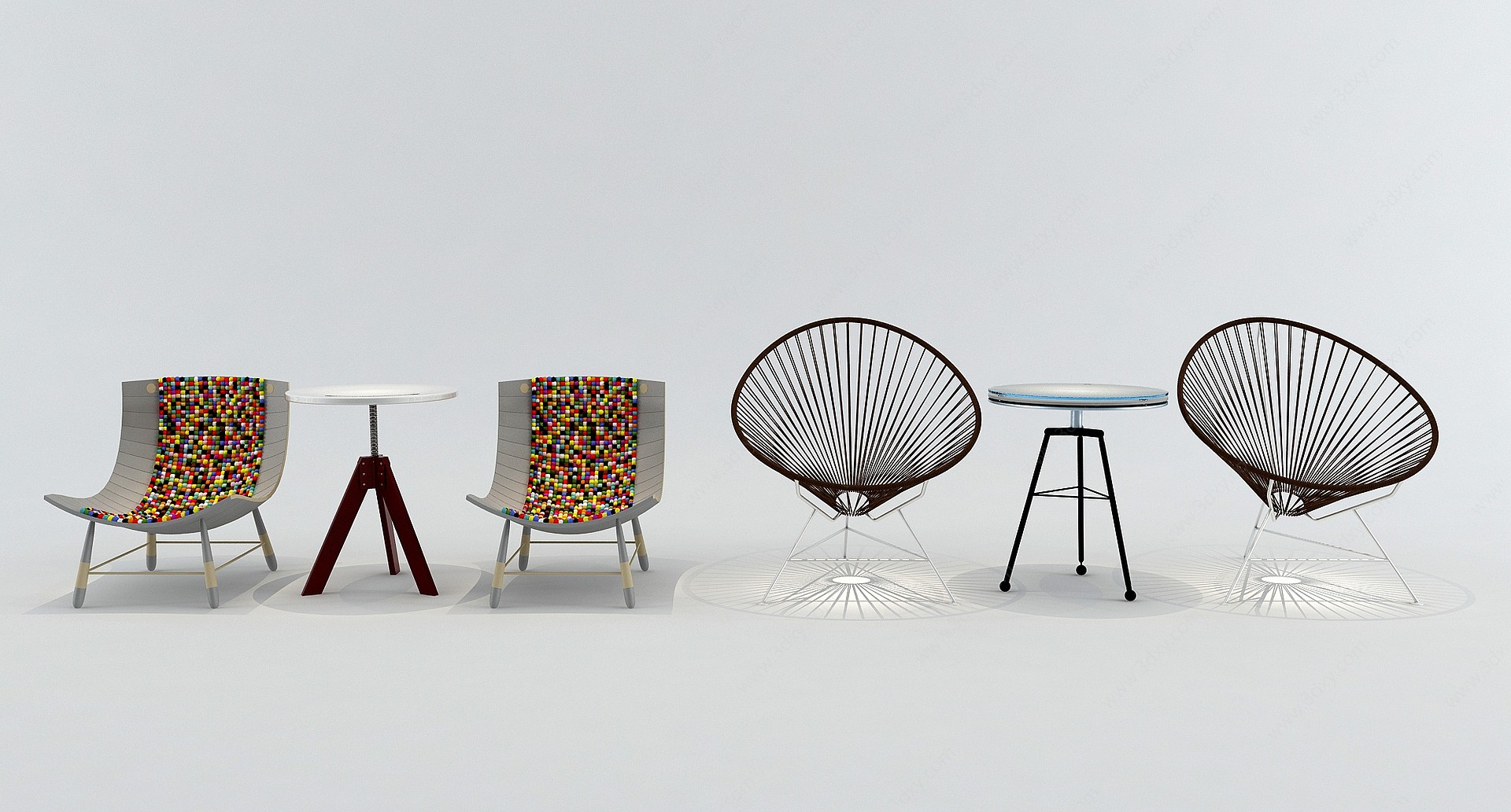 工业风休闲椅懒人椅茶几3D模型