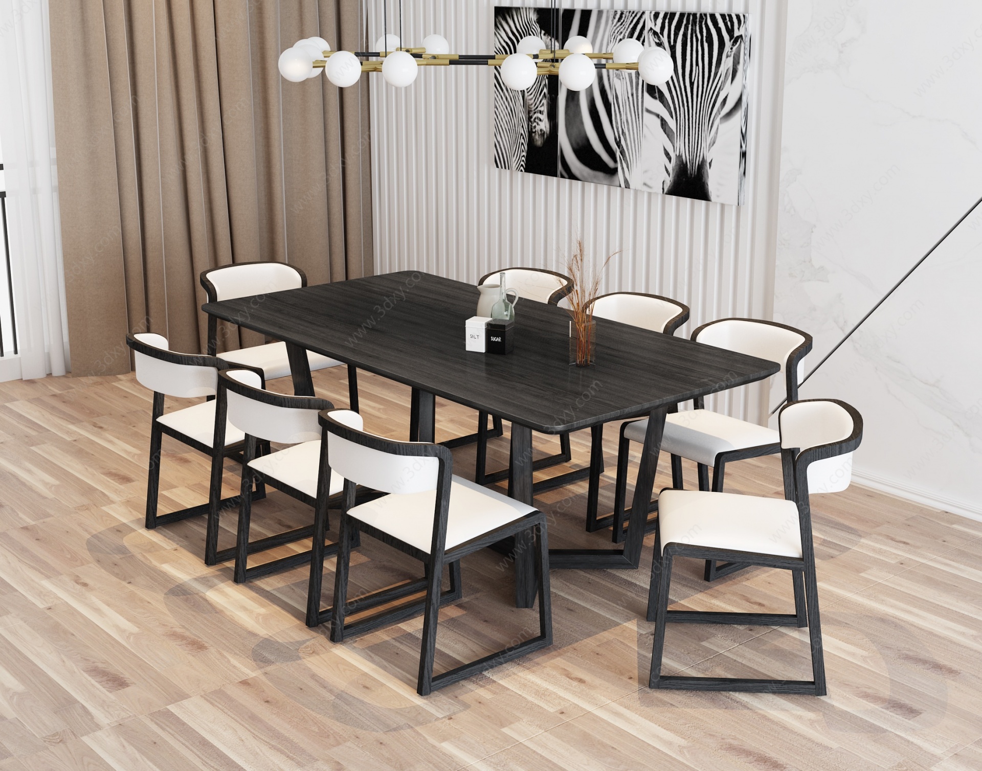 北欧餐厅餐桌椅3D模型