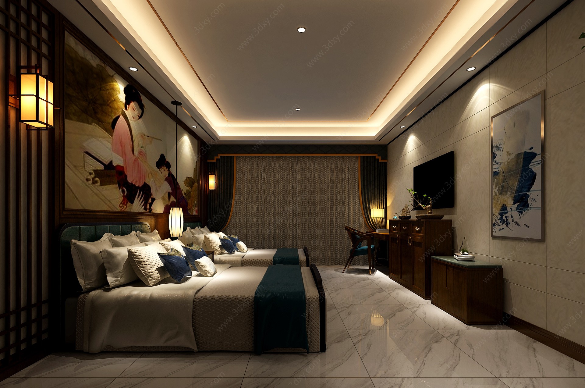 新中式酒店包厢卫生间3D模型