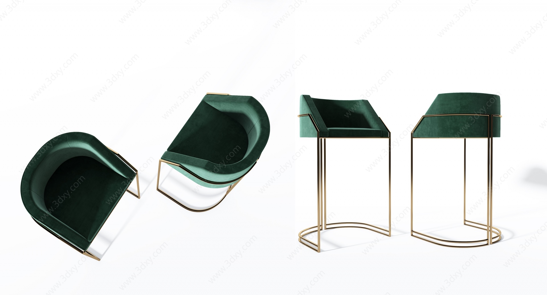 现代轻奢吧椅吧凳3D模型