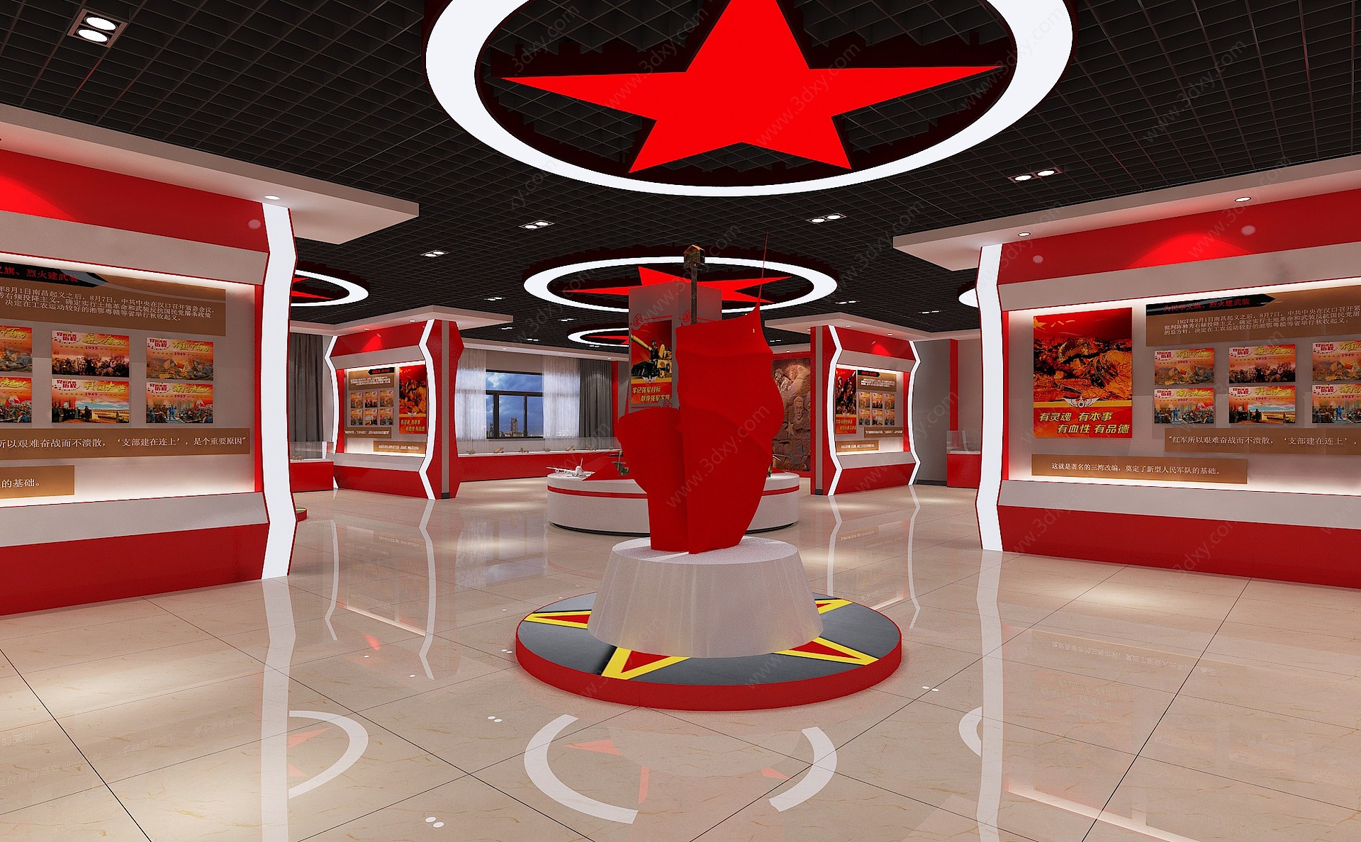 现代国防红色革命军事展厅3D模型