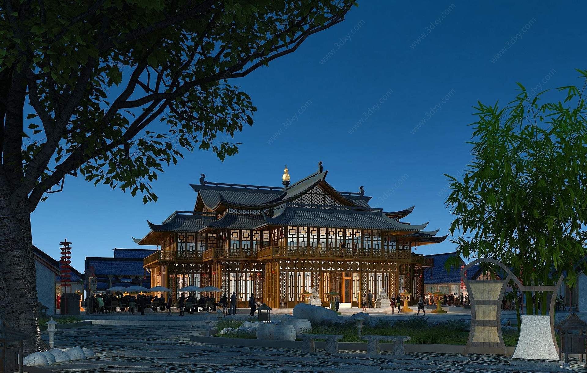 中式古建商业街会所3D模型