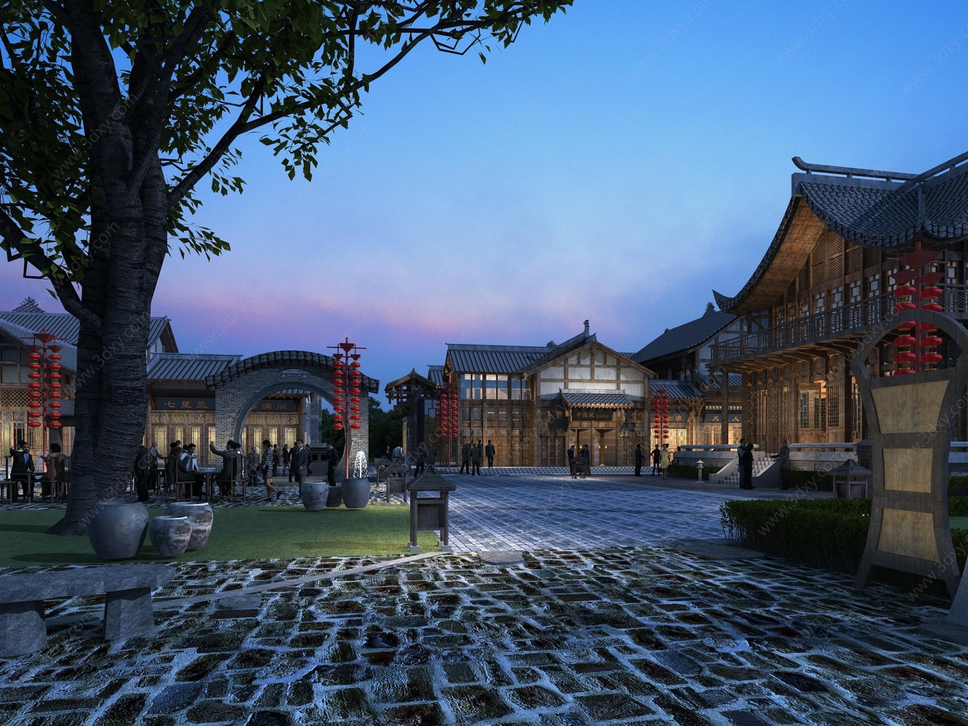 中式古建商业步行街3D模型