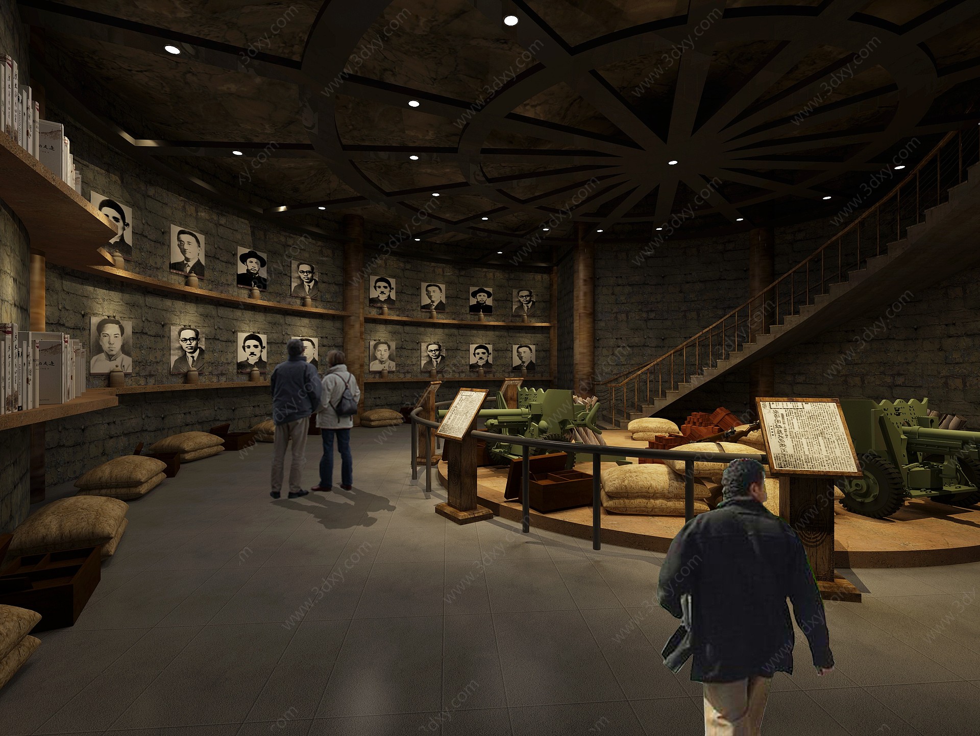 中式博物馆展览馆3D模型