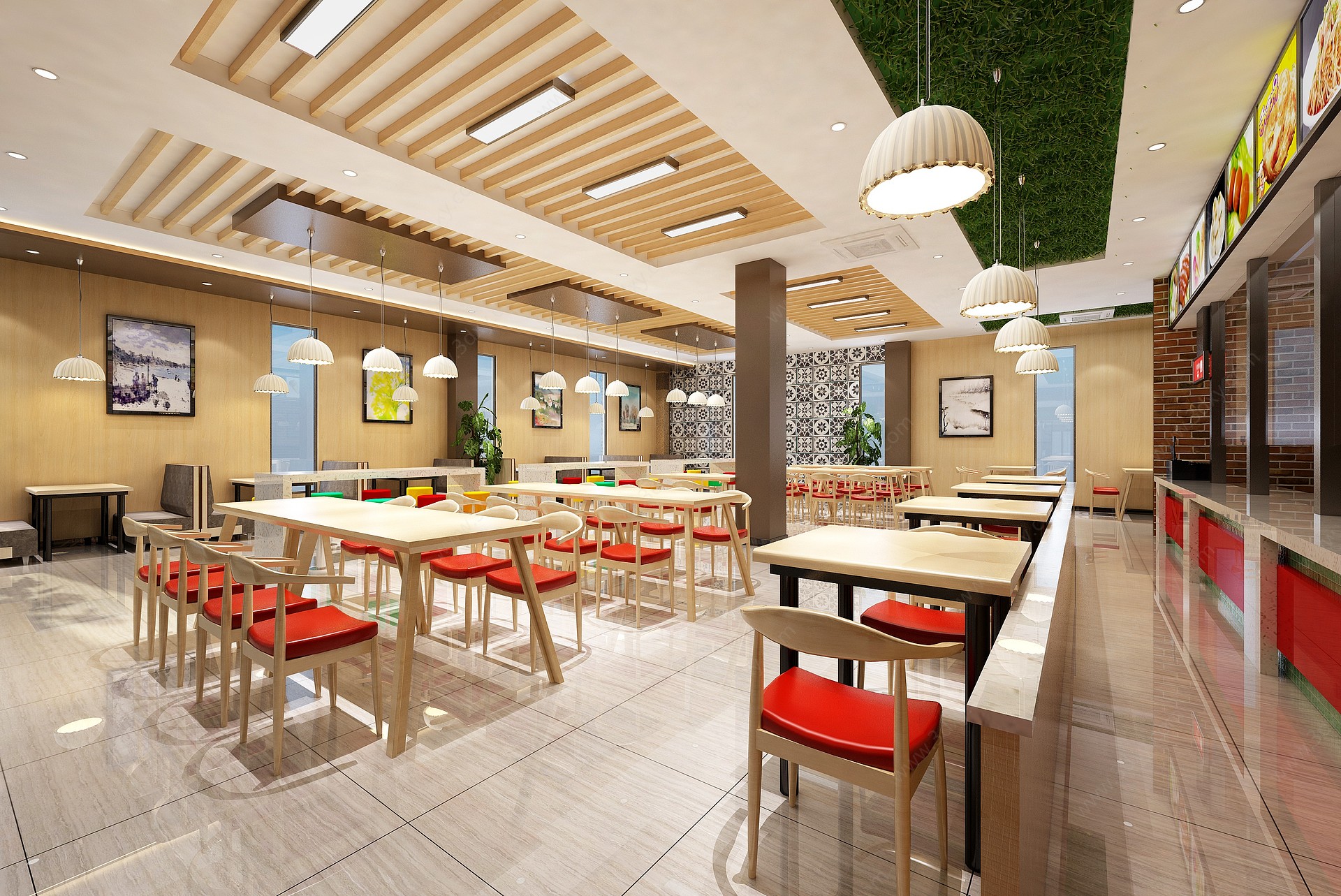 现代服务区快餐厅3D模型