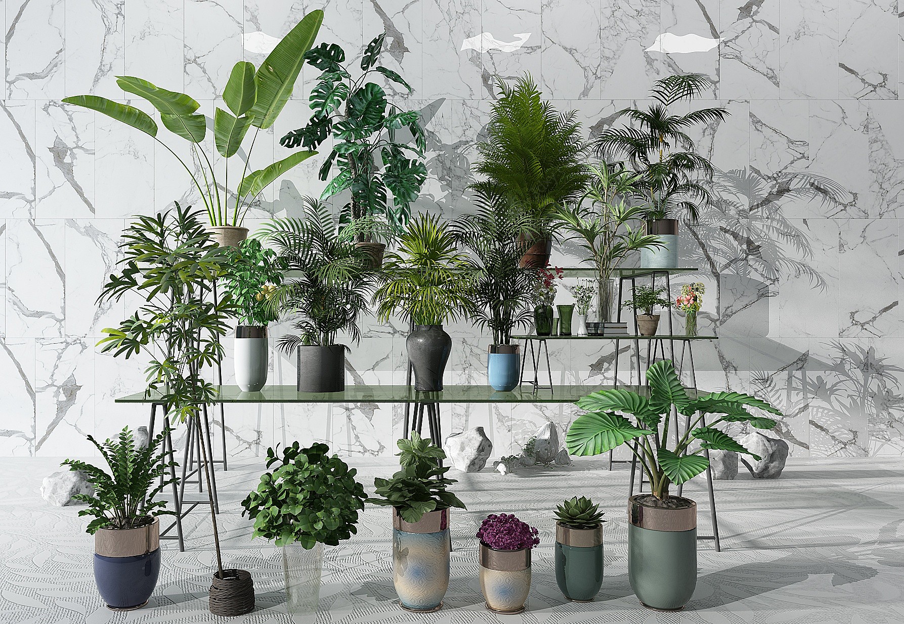 植物绿植盆栽花盆花架3D模型