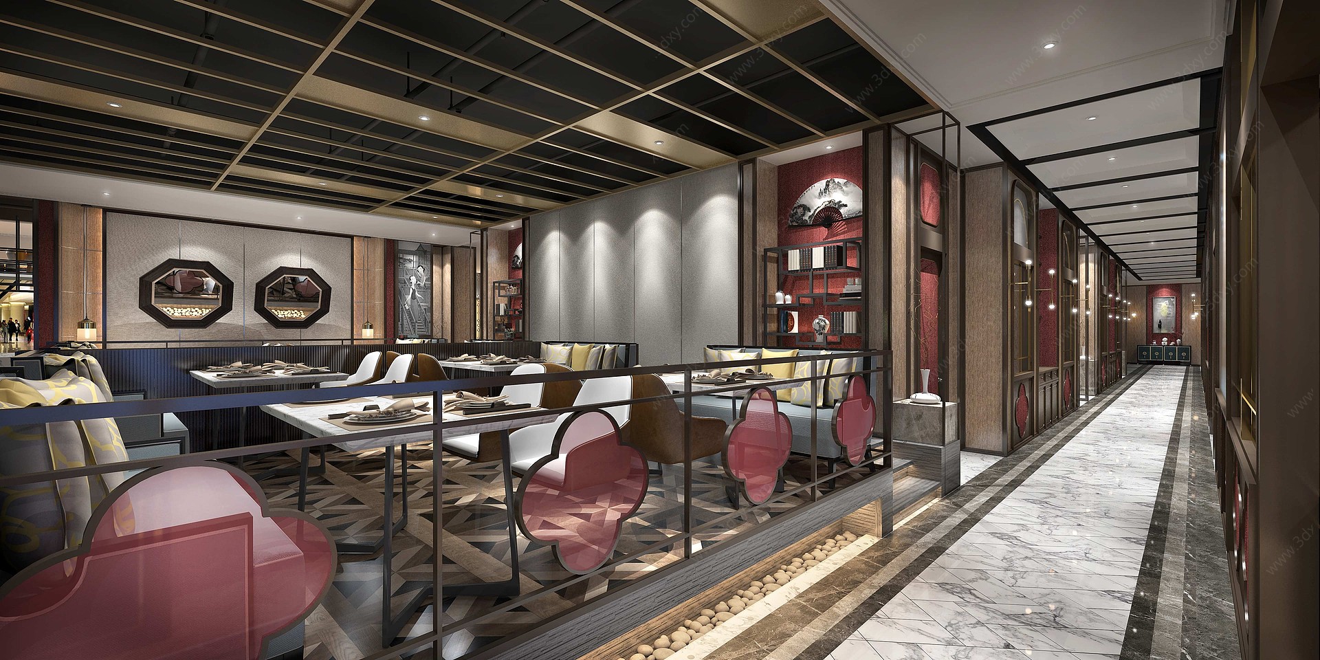 现代餐厅餐饮空间3D模型