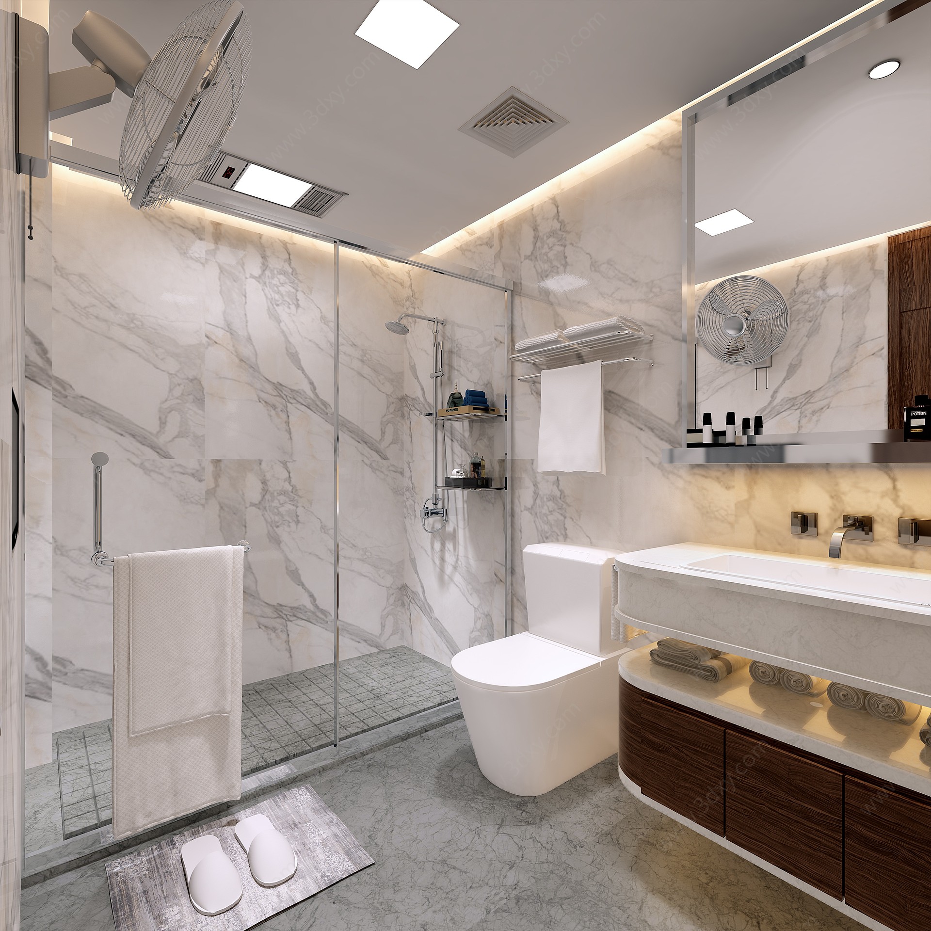 新中式卫生间浴室厕所卫浴3D模型
