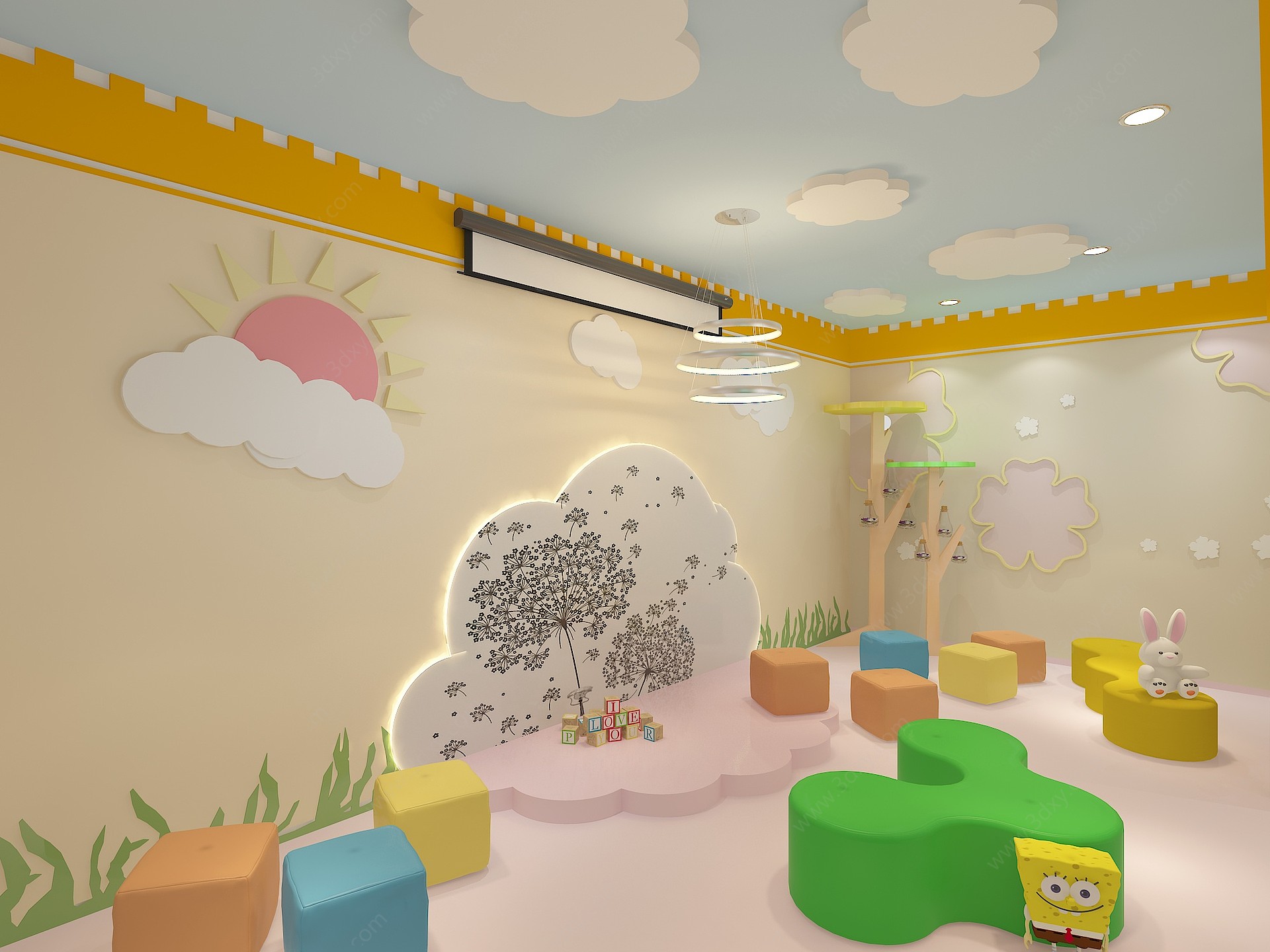 幼儿园舞台阅读室3D模型