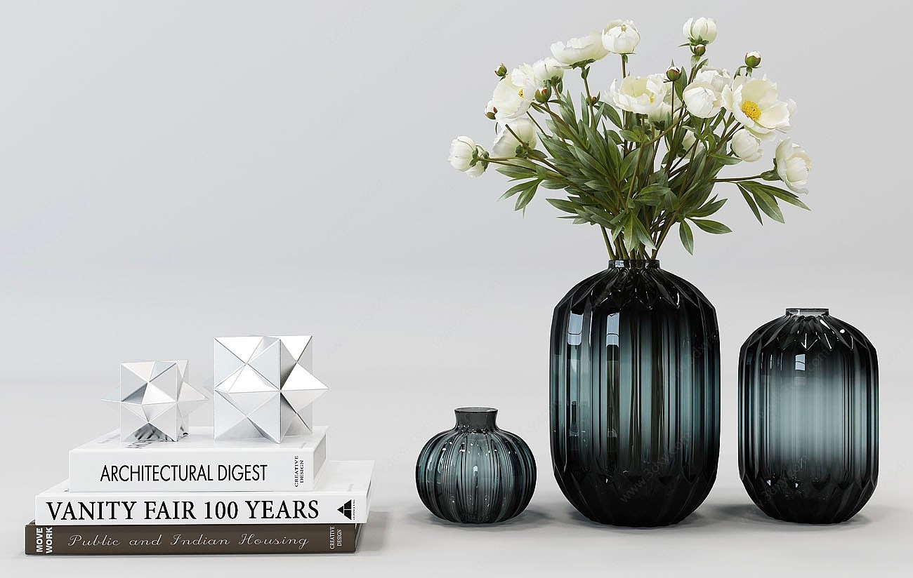 北欧玻璃花瓶摆件3D模型