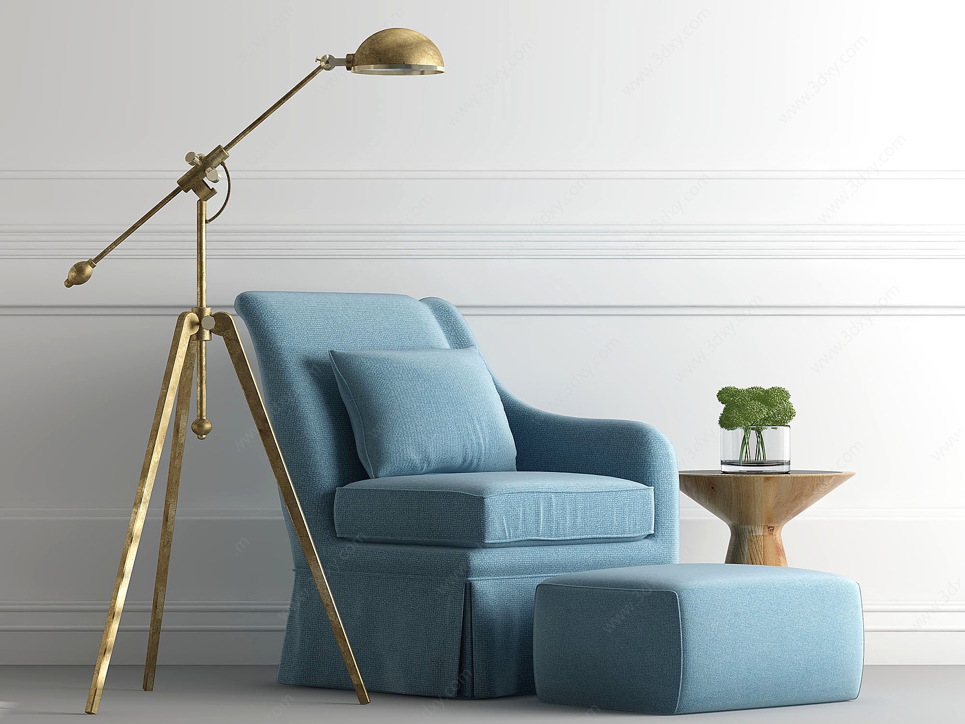 现代美式单人沙发3D模型