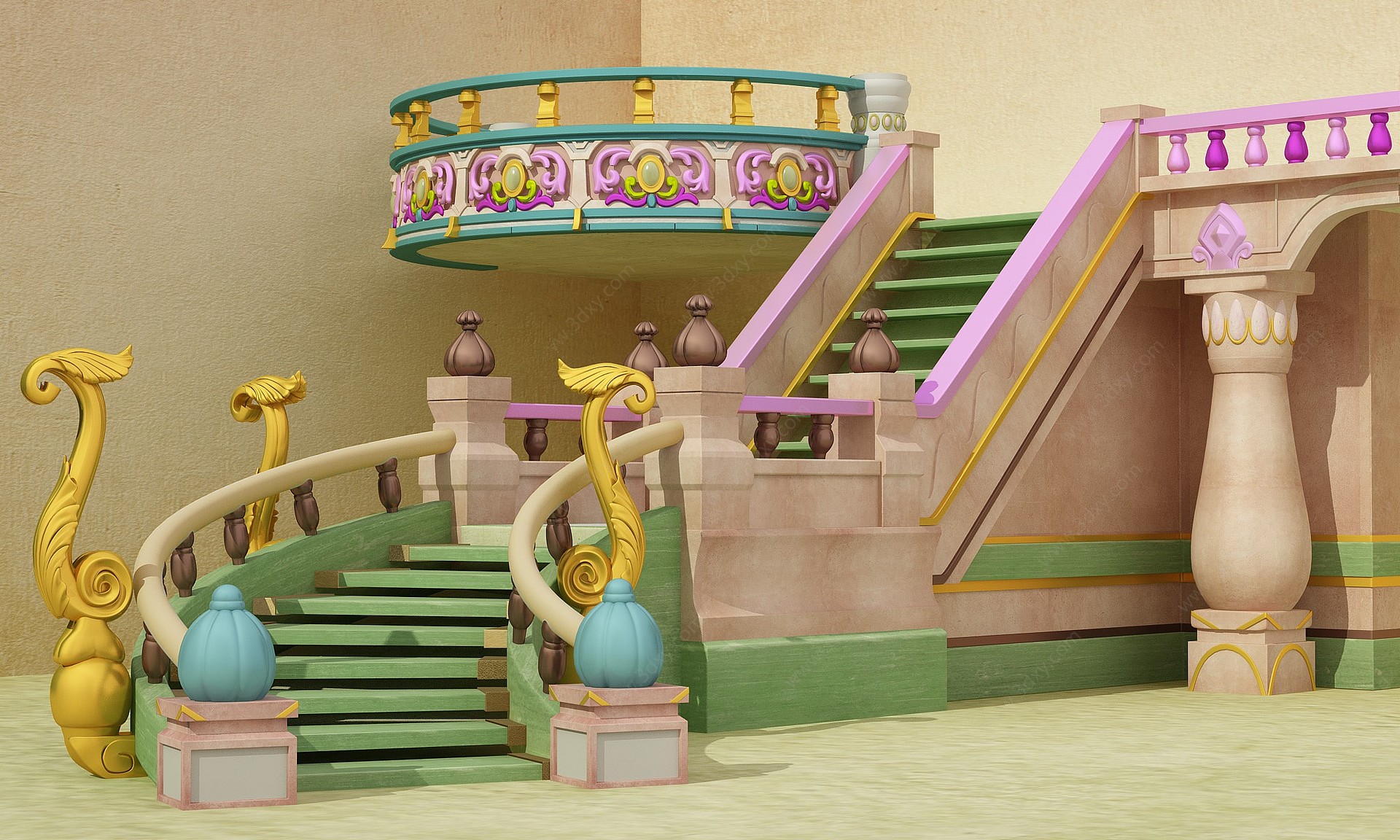 欧式童话儿童游乐区3D模型