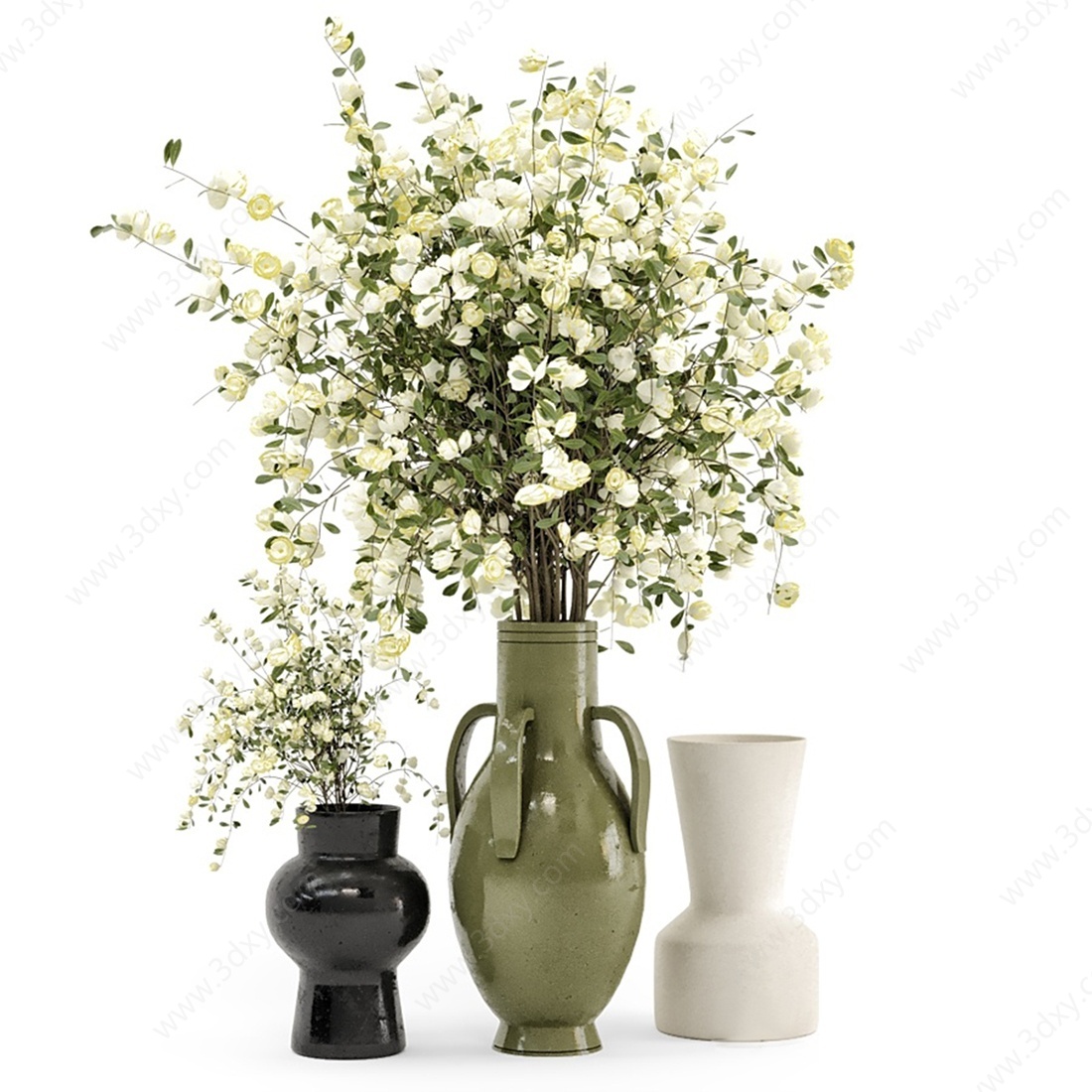 植物花束花瓶摆件3D模型
