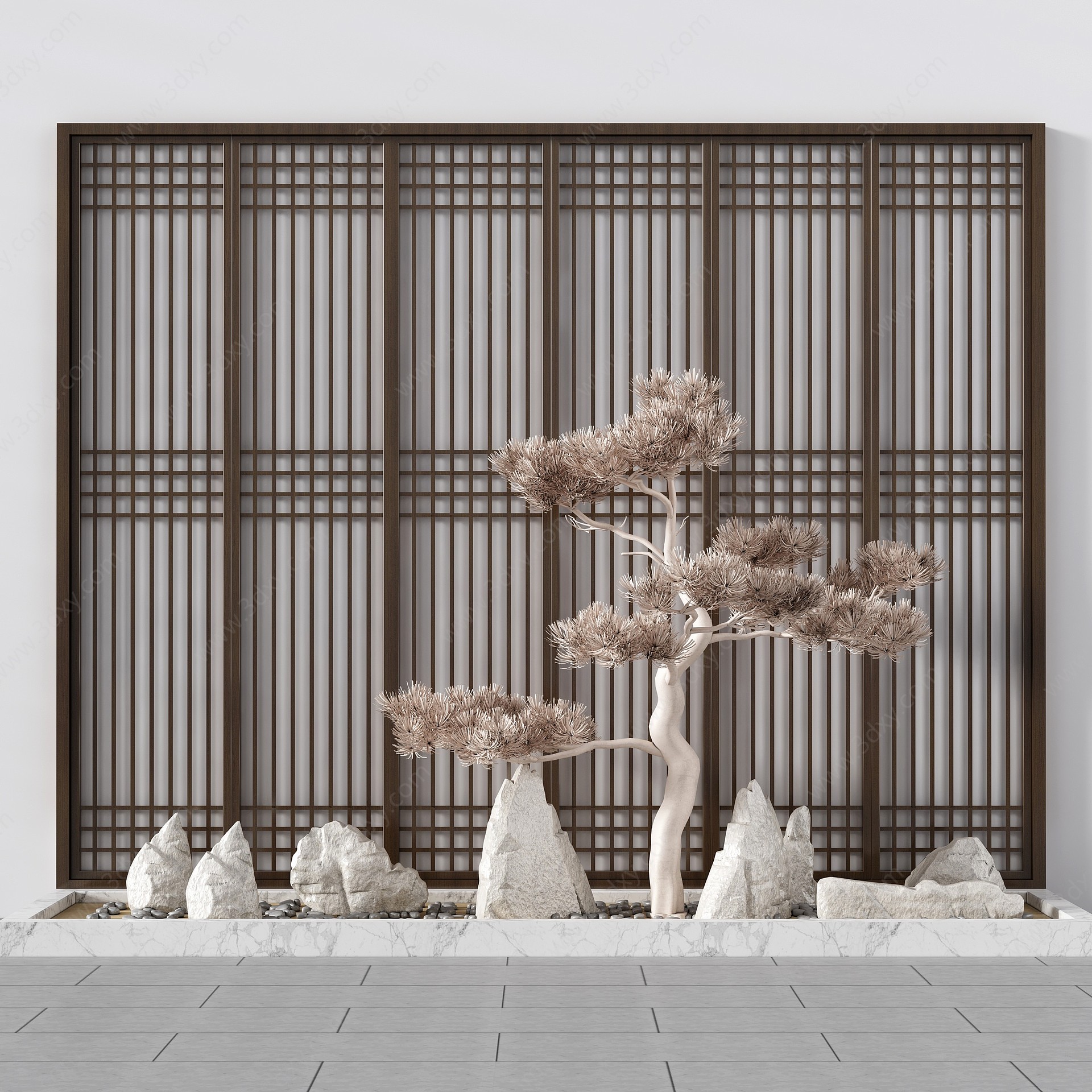 现代新中式园艺景观小品3D模型