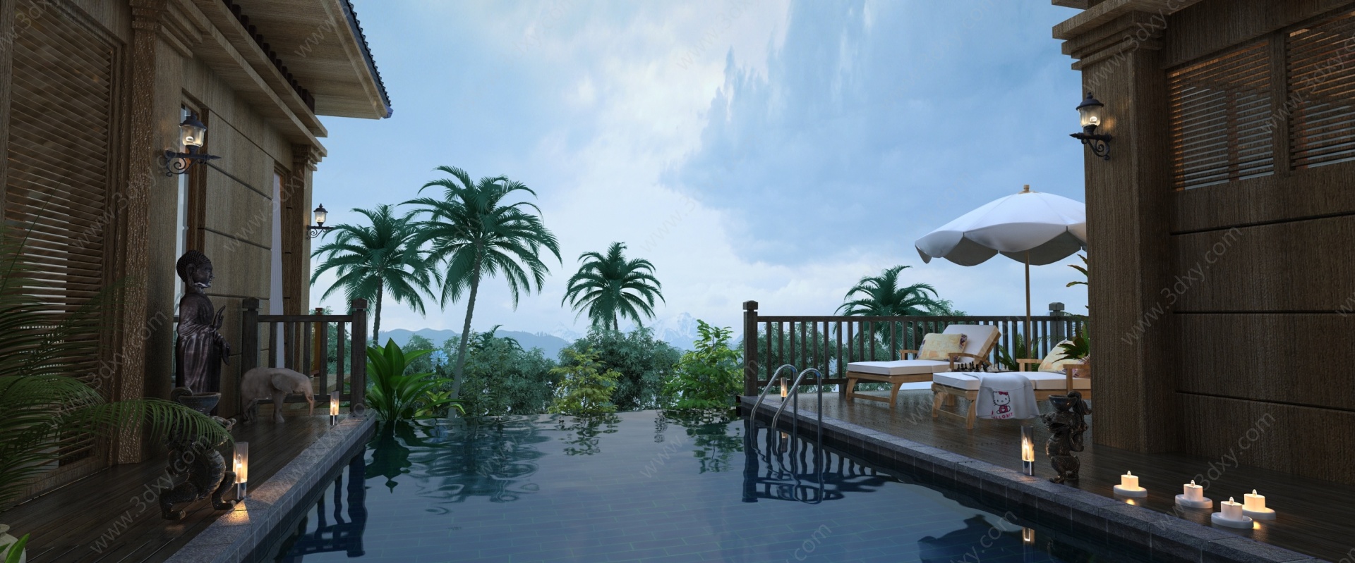 东南亚度假酒店小区3D模型