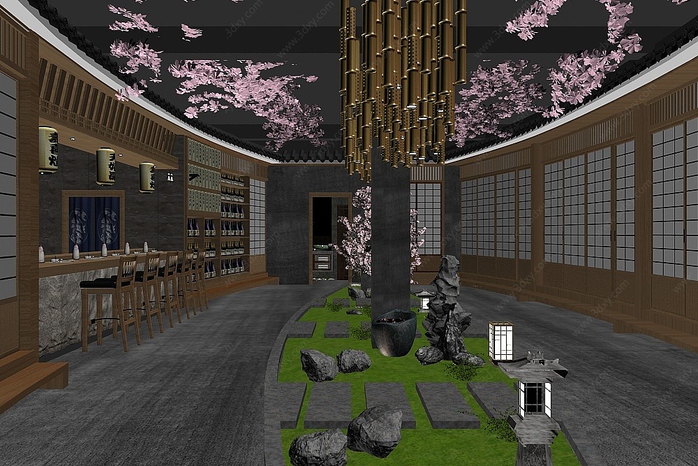 日本料理餐厅3D模型
