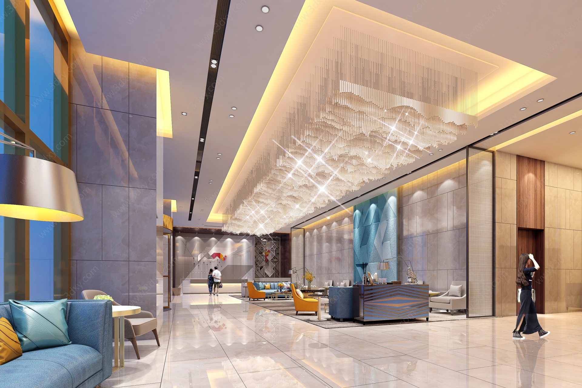 现代酒店大厅3D模型