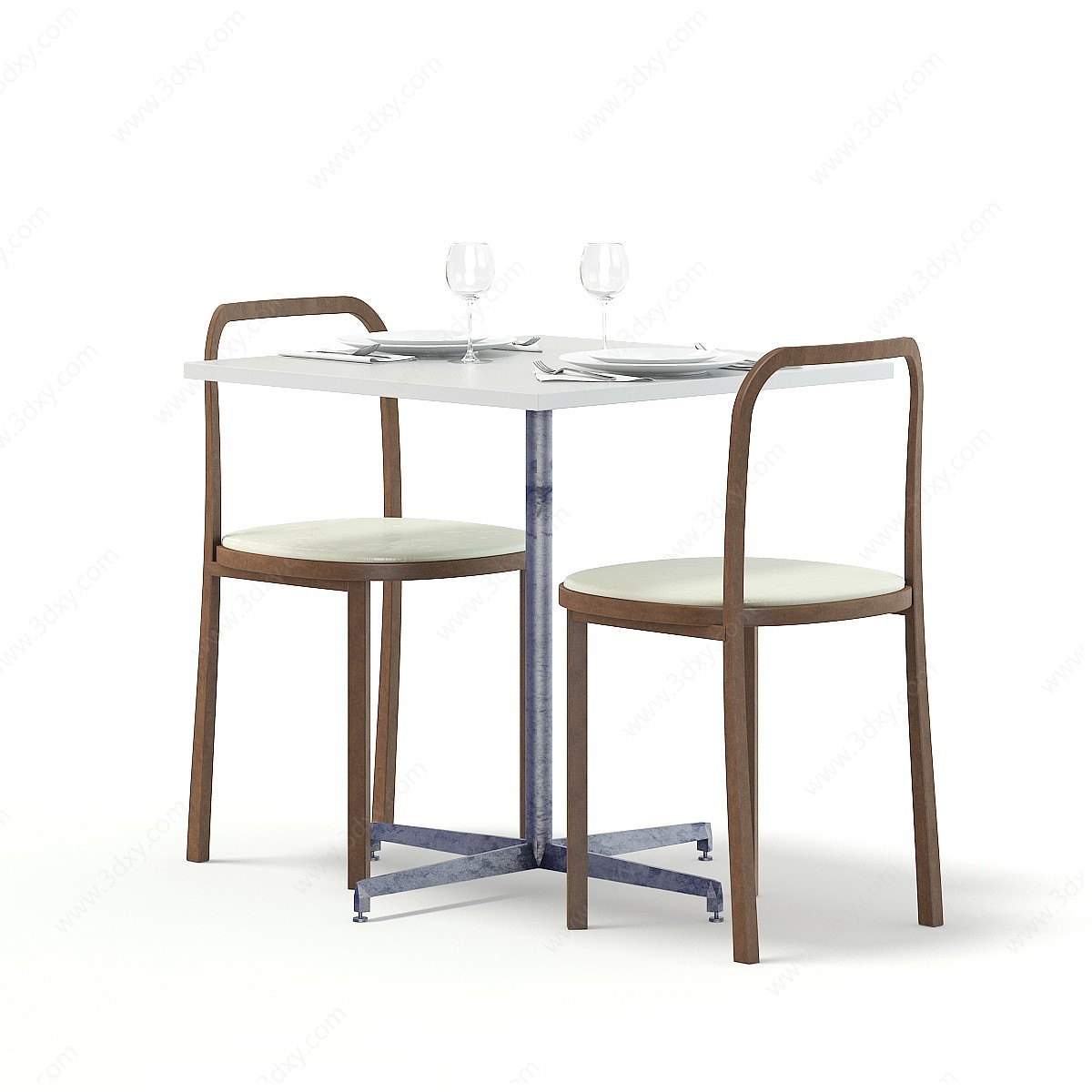 后现代餐桌椅组合3D模型