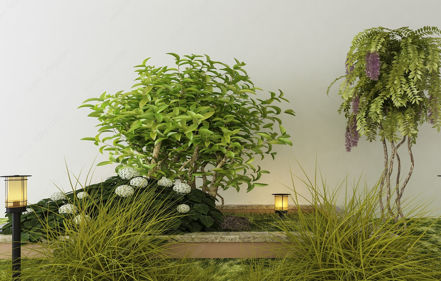 现代植物树组合3D模型