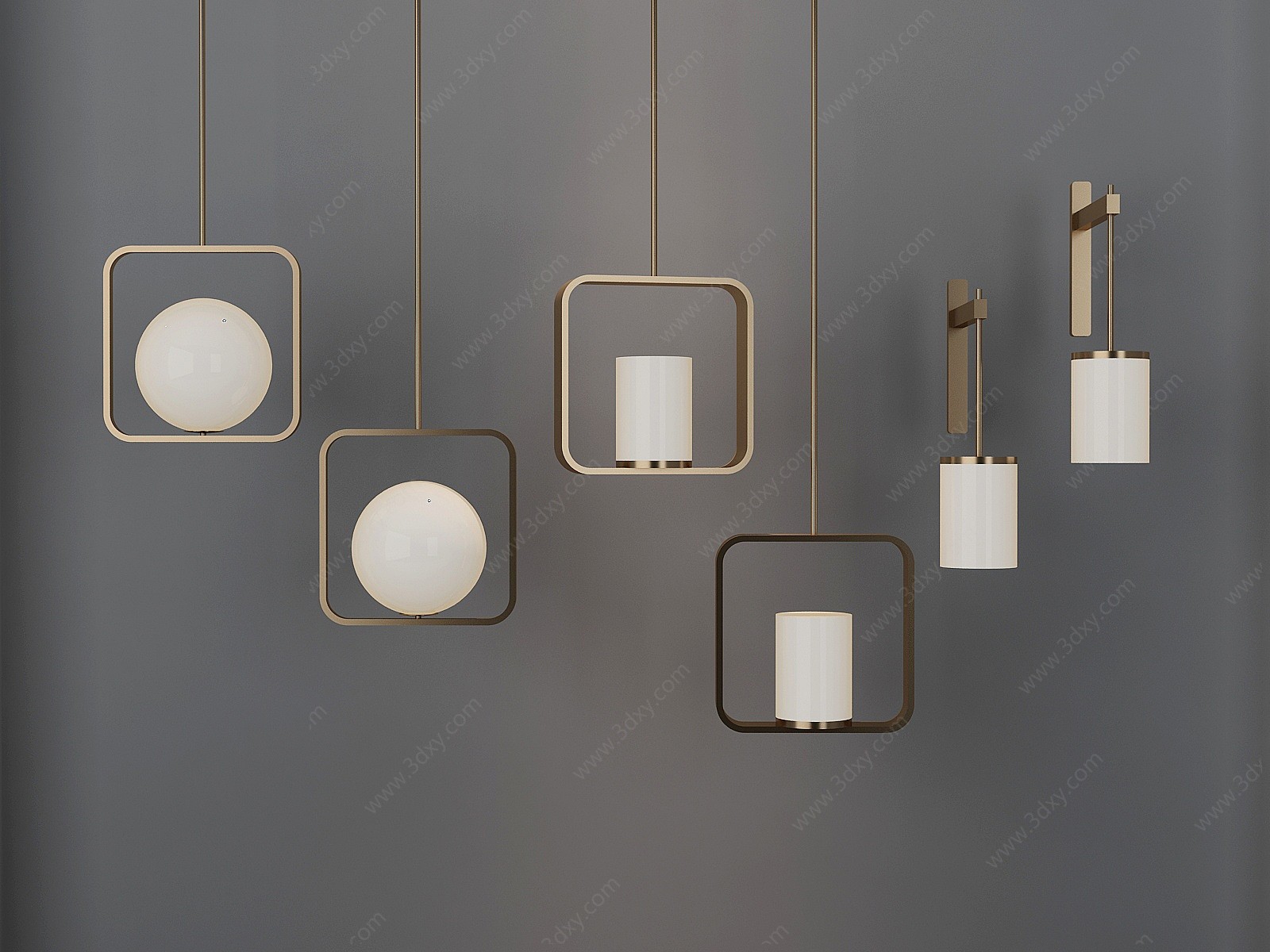 现代新中式壁灯组合3D模型
