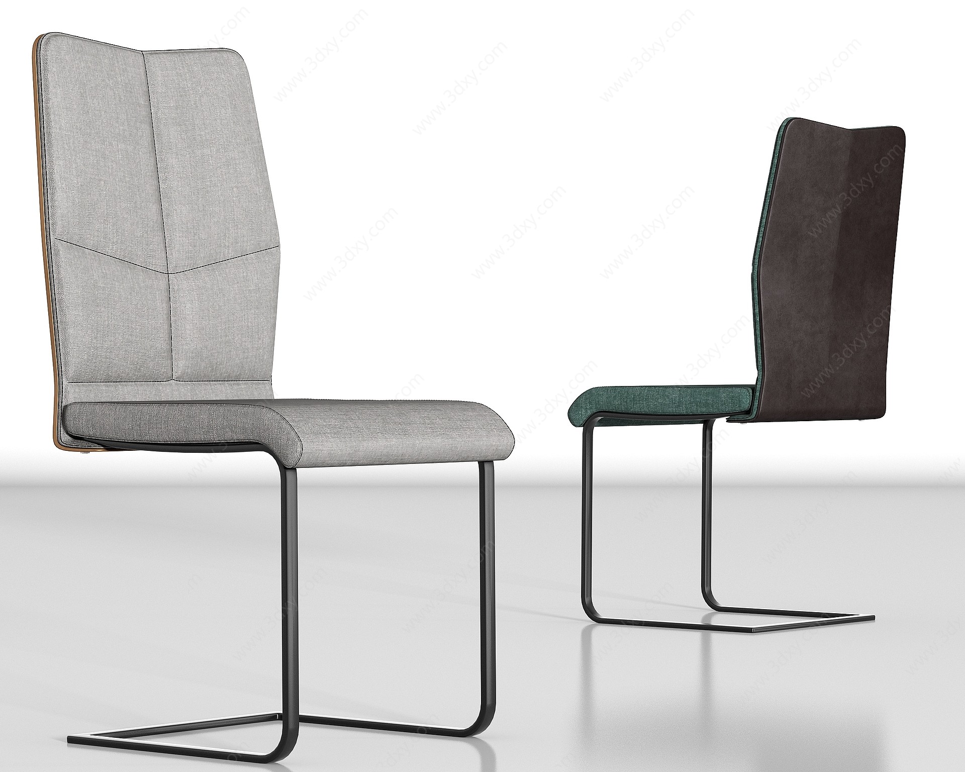 现代金属布艺单椅组合3D模型