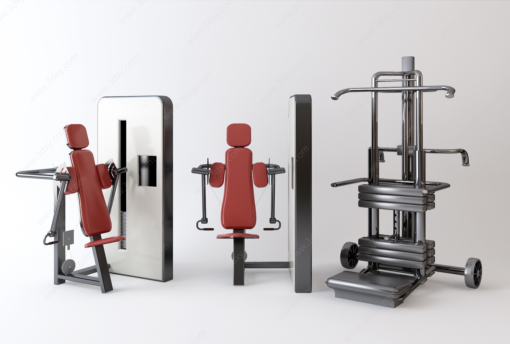 现代健身器材组合3D模型