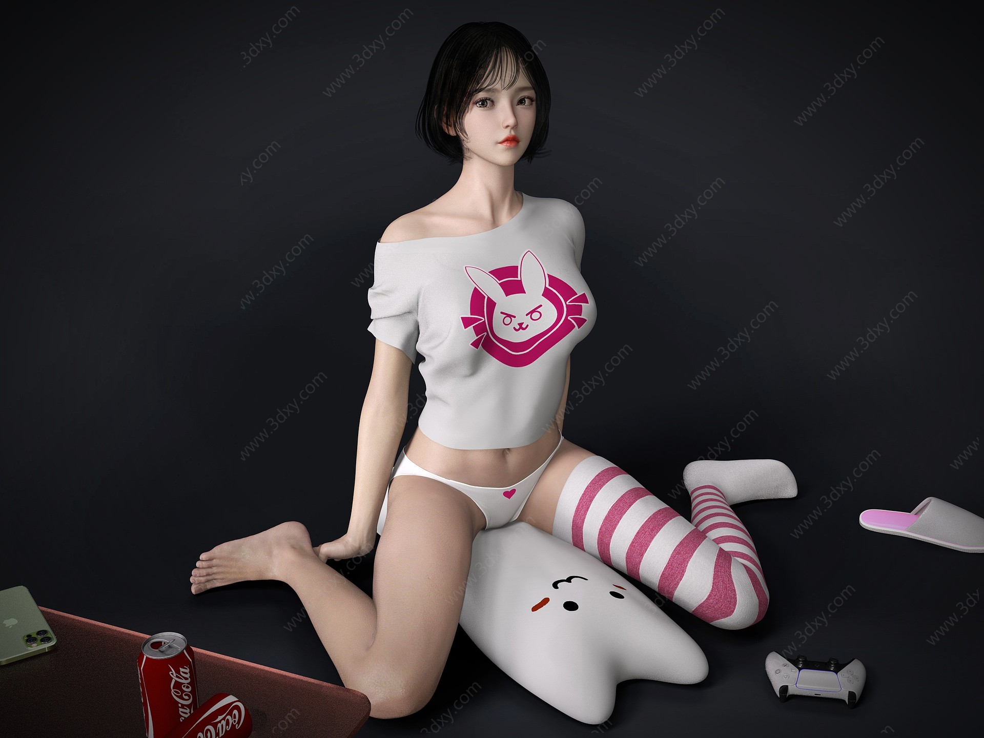 游戏宅妹人物3D模型