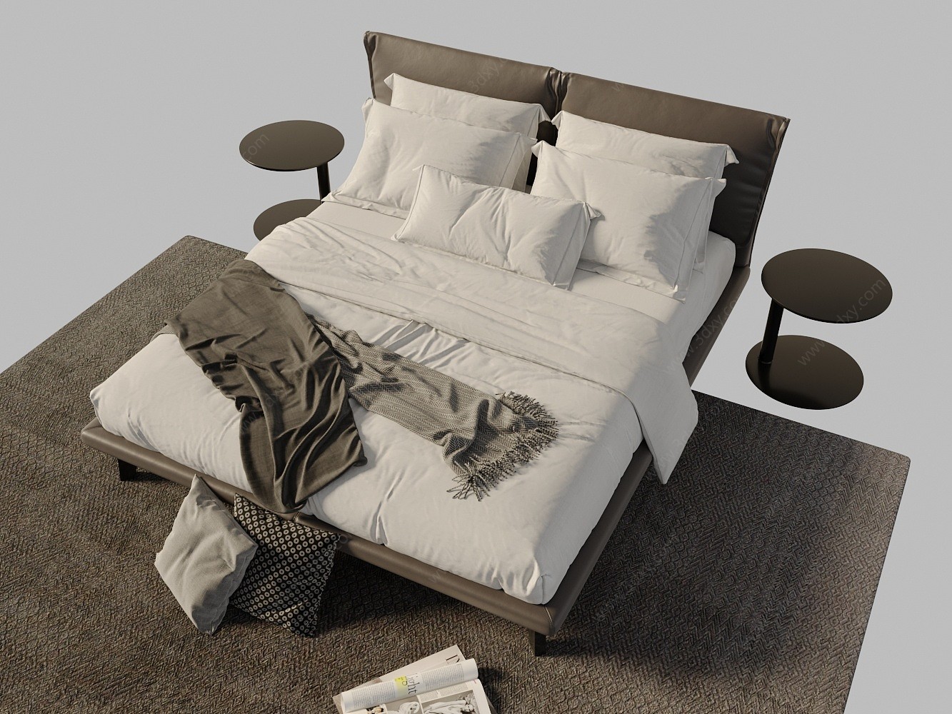 现代双人床大床3D模型