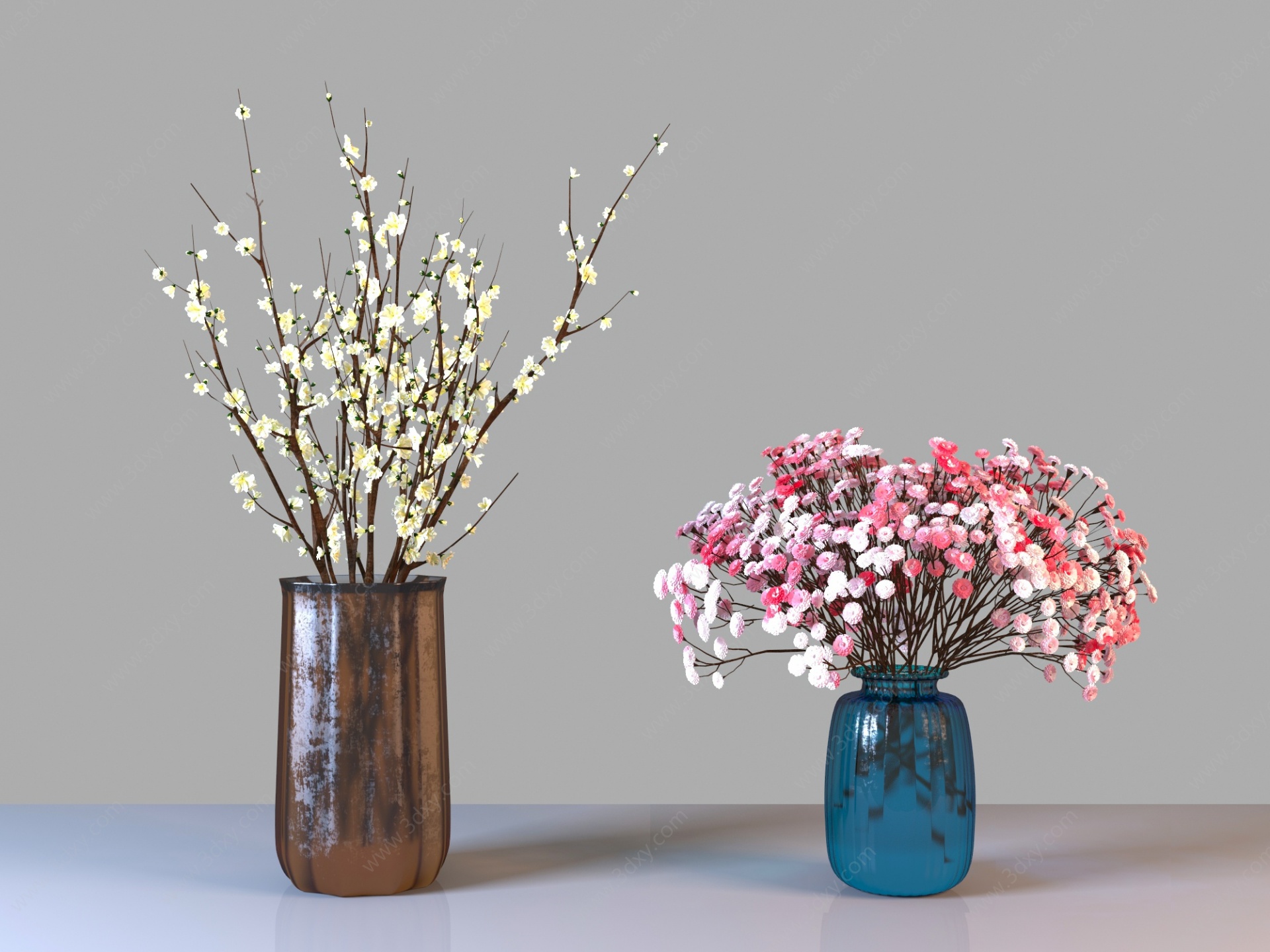 现代花瓶盆栽装饰品3D模型