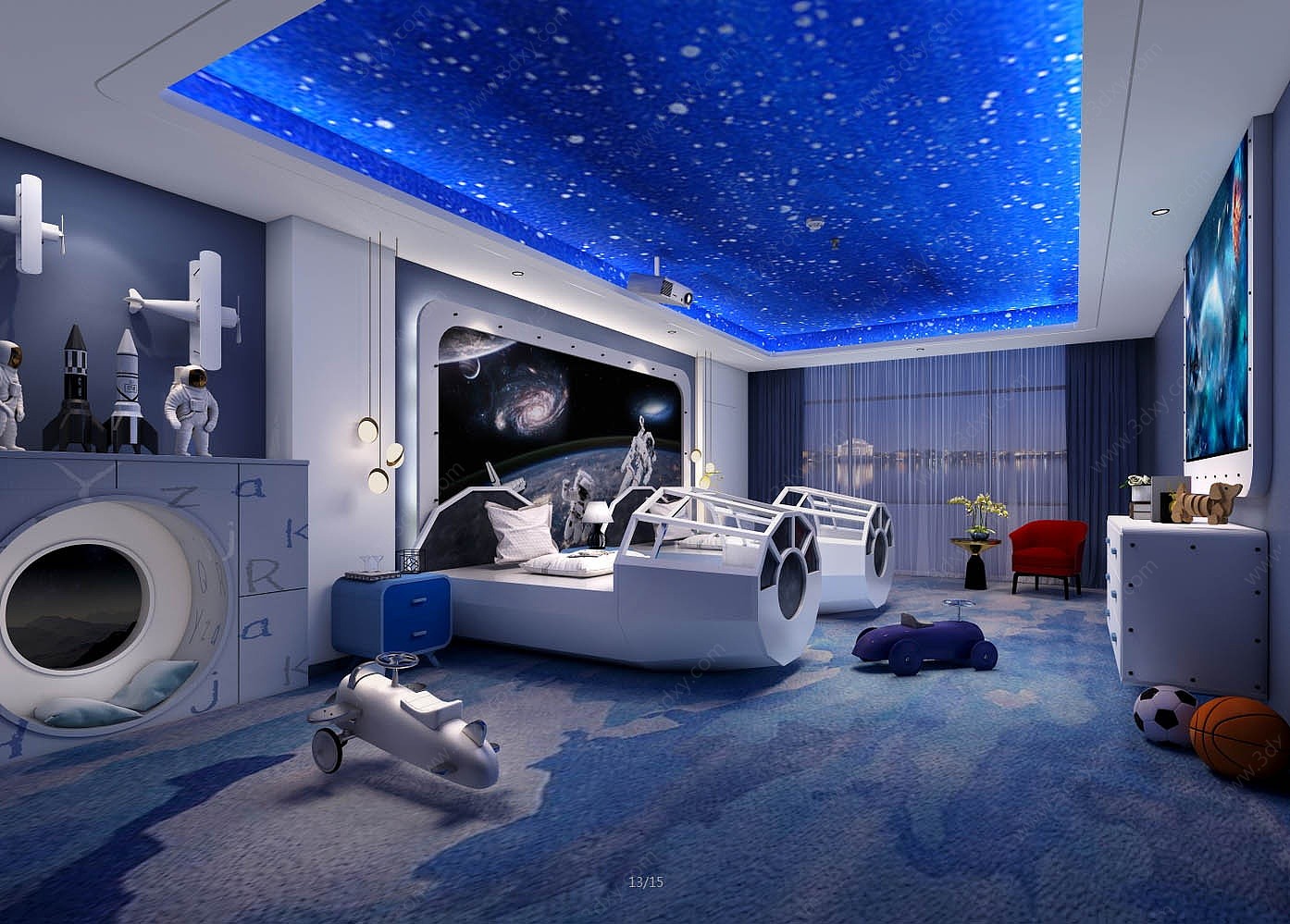 酒店太空宇航员主题客房3D模型
