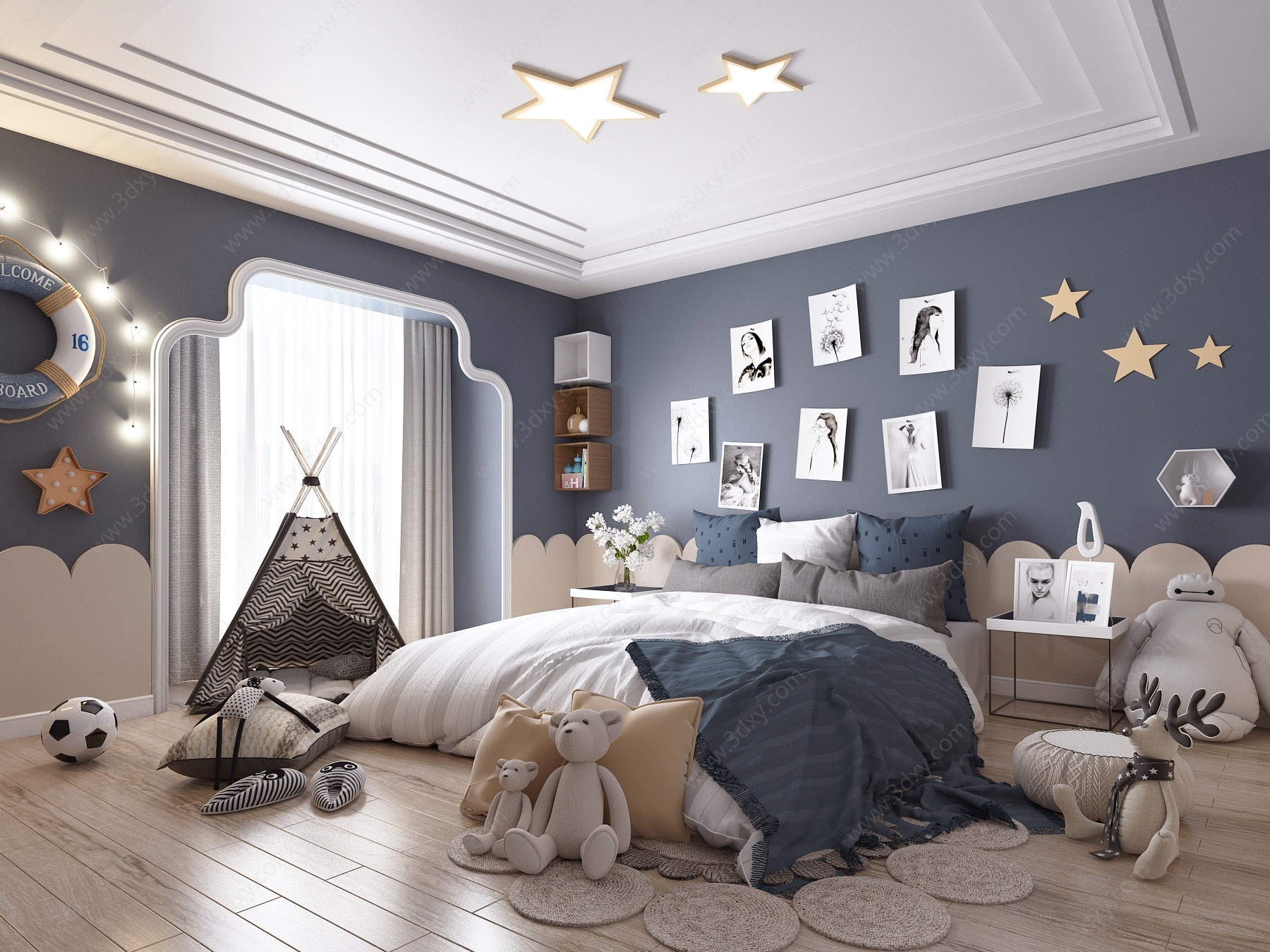 北欧卧室儿童房帐篷地毯3D模型