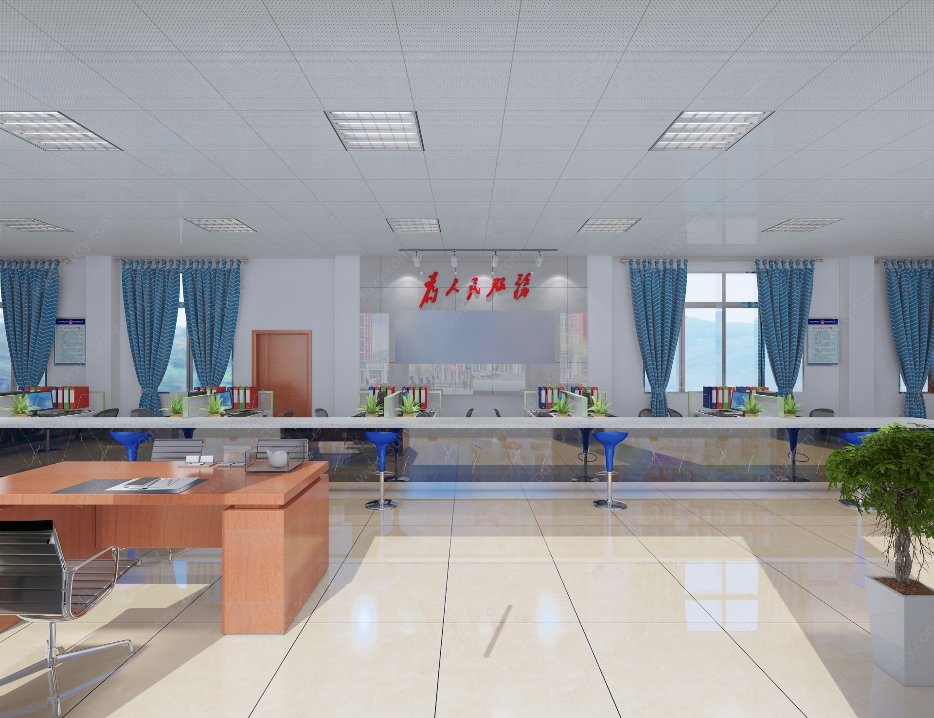 政务办公大厅3D模型