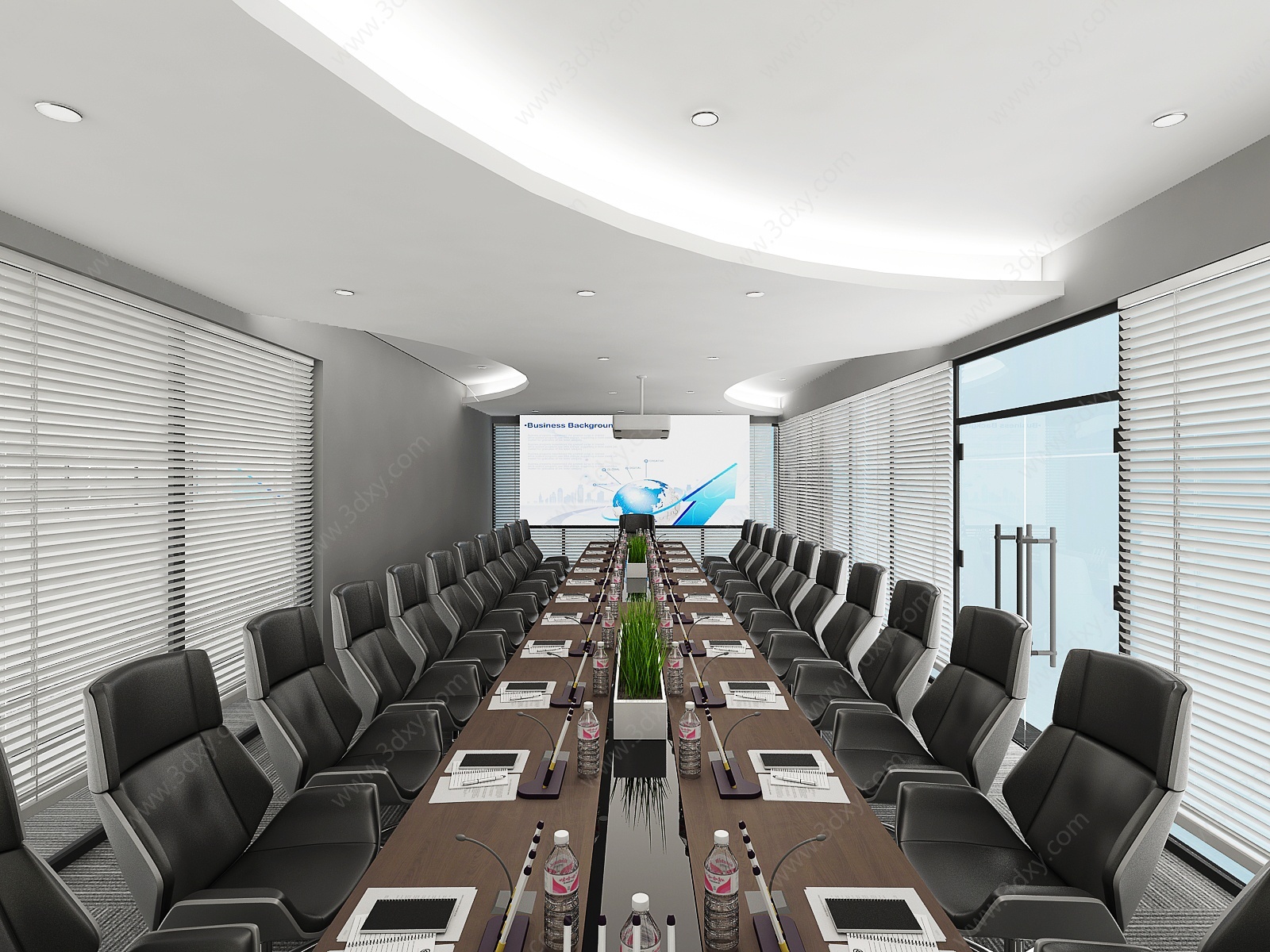现代会议室会议桌3D模型
