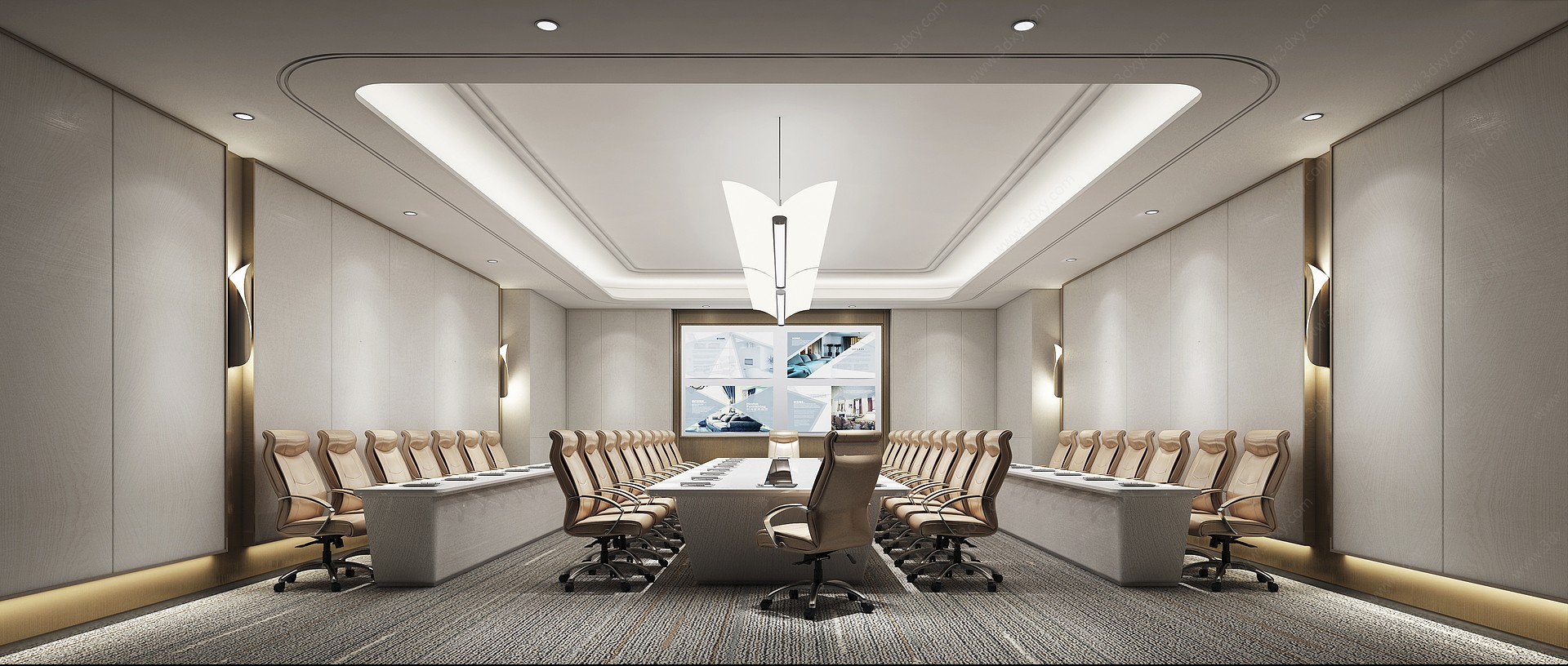 现代会议室吊灯壁灯3D模型