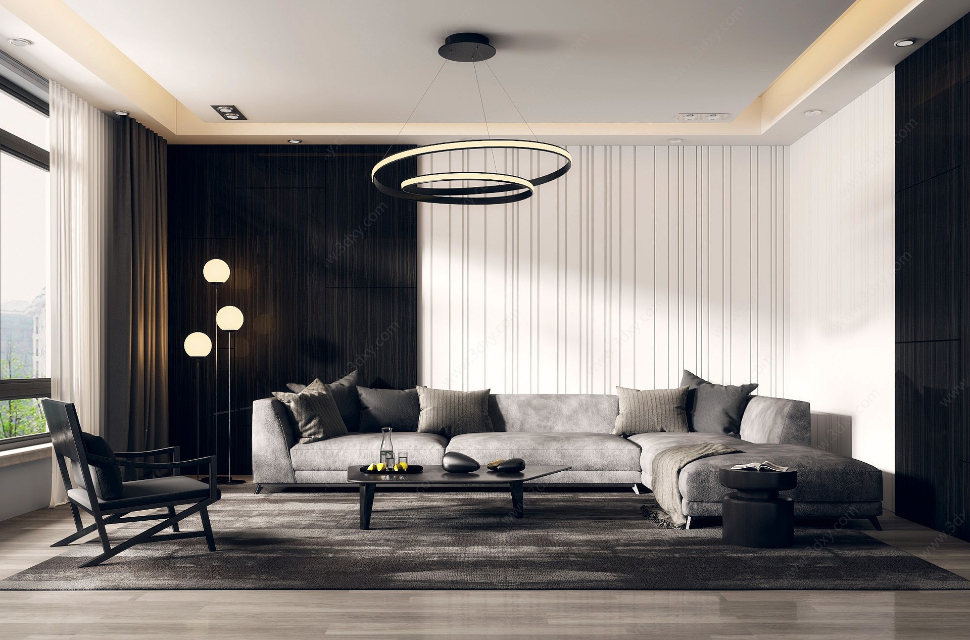 现代客厅现代沙发组合3D模型