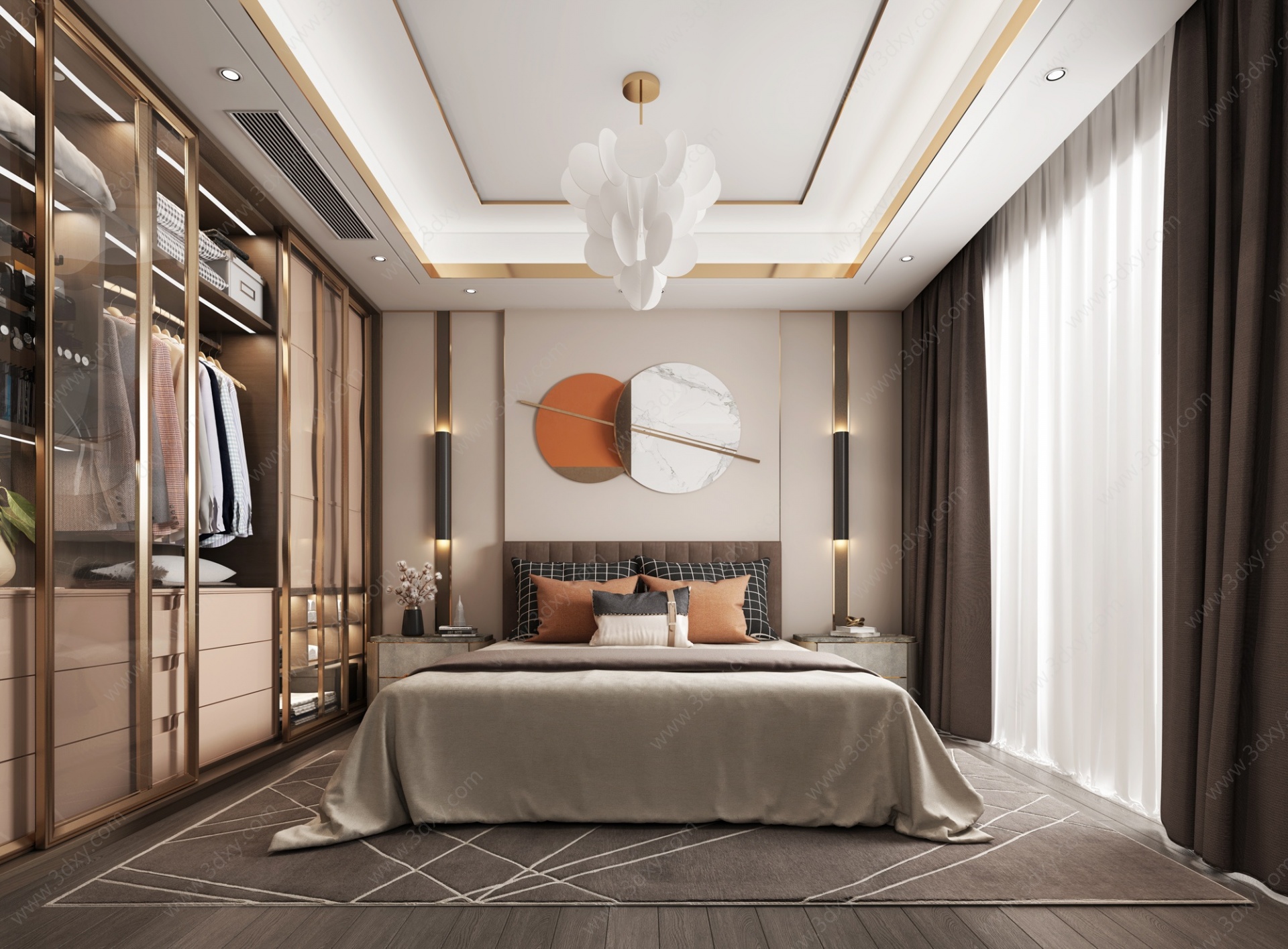 主卧室双人床单人床3D模型