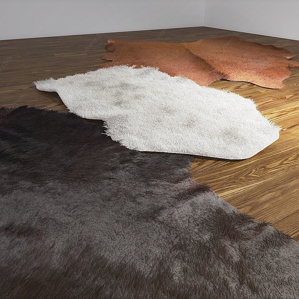 现代抽象图案地毯组合3D模型