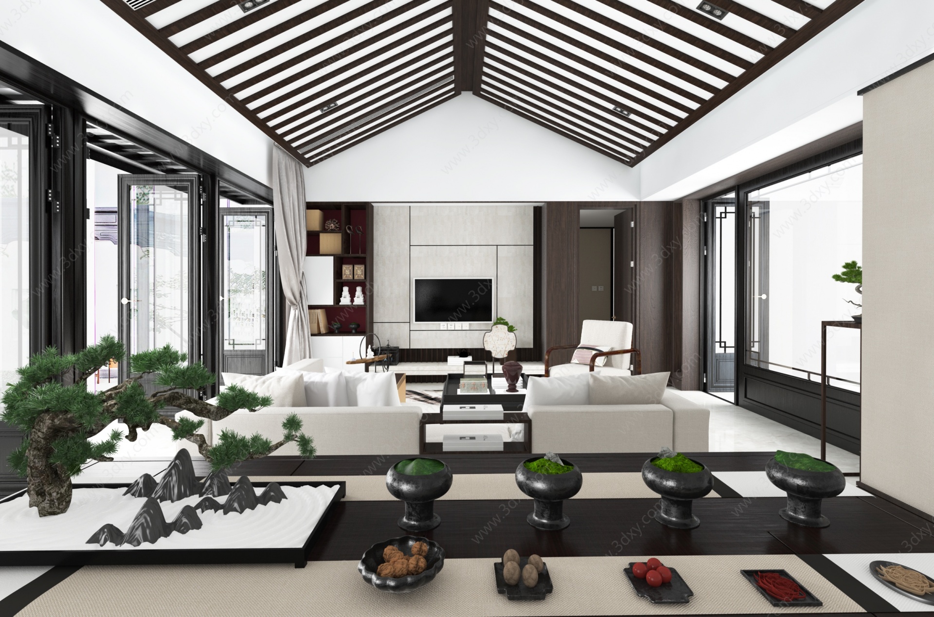 新中式客厅沙发3D模型
