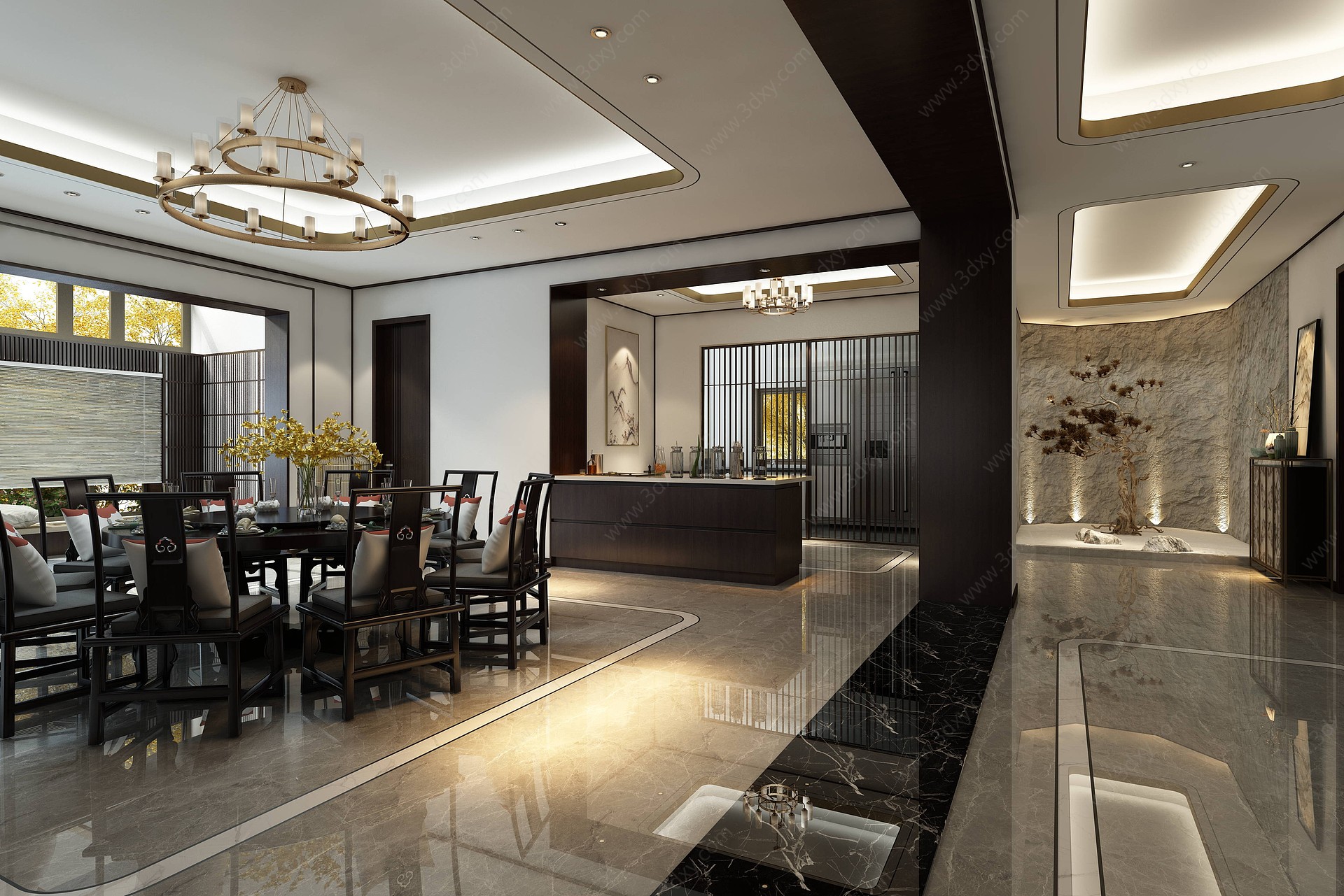 新中式家居餐厅3D模型