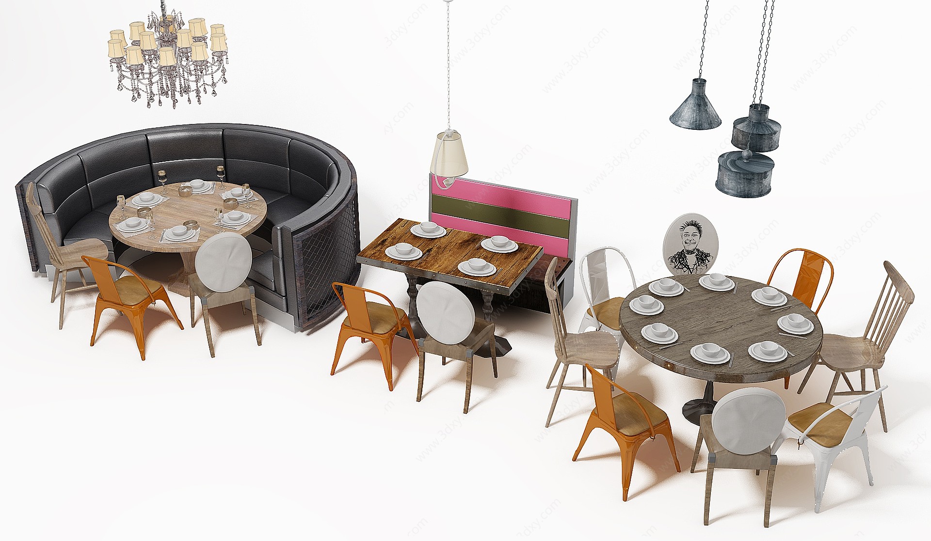 餐桌椅现代桌椅组合3D模型