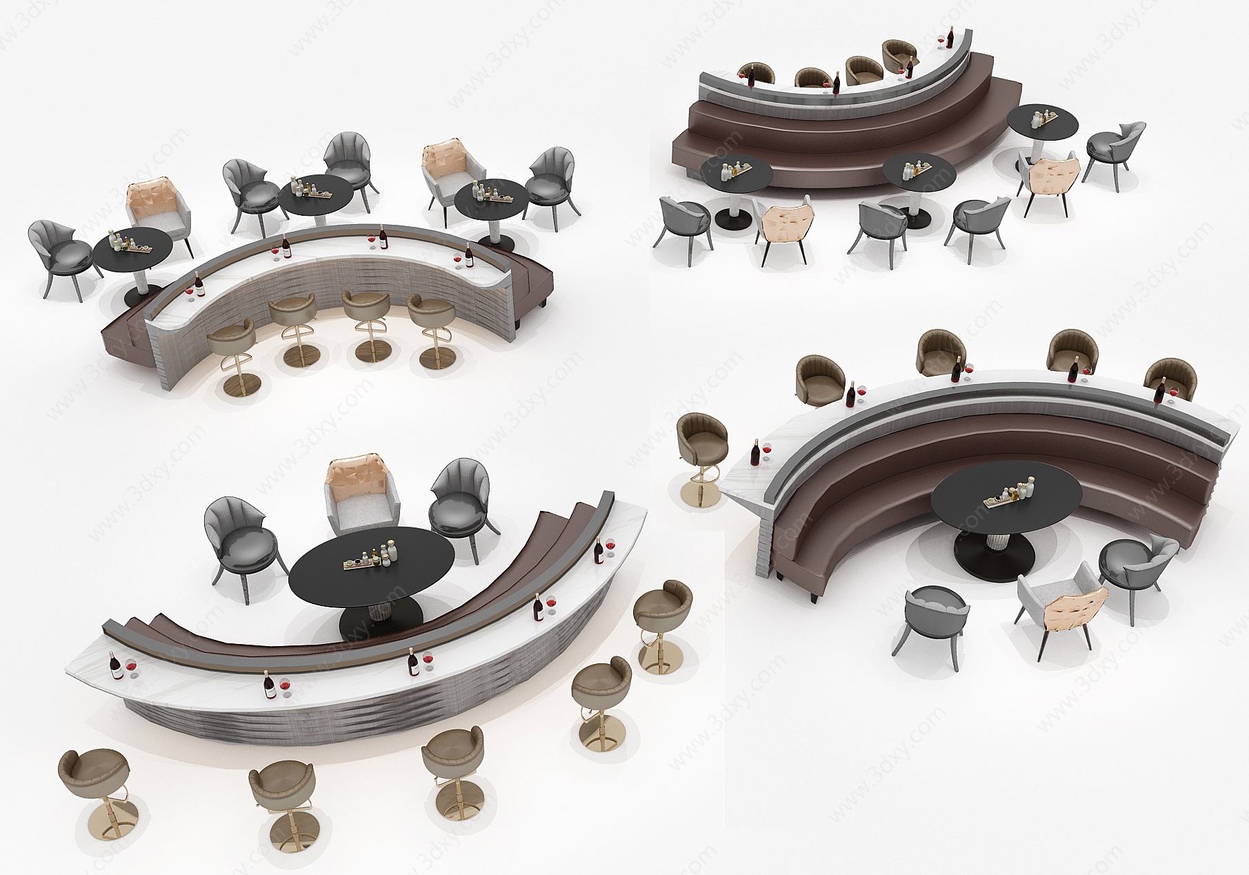 餐桌椅现代桌椅组合3D模型