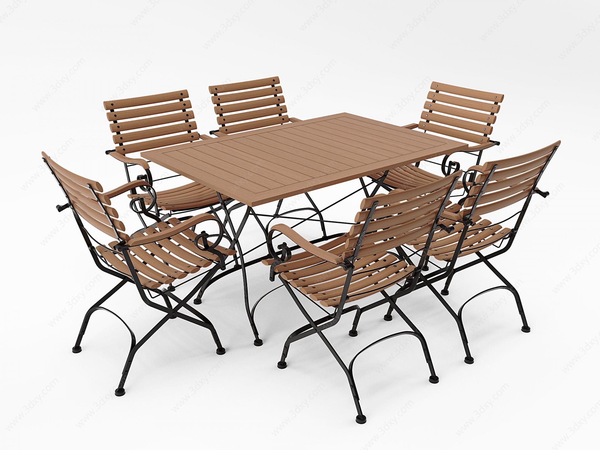 户外餐桌椅子组合3D模型