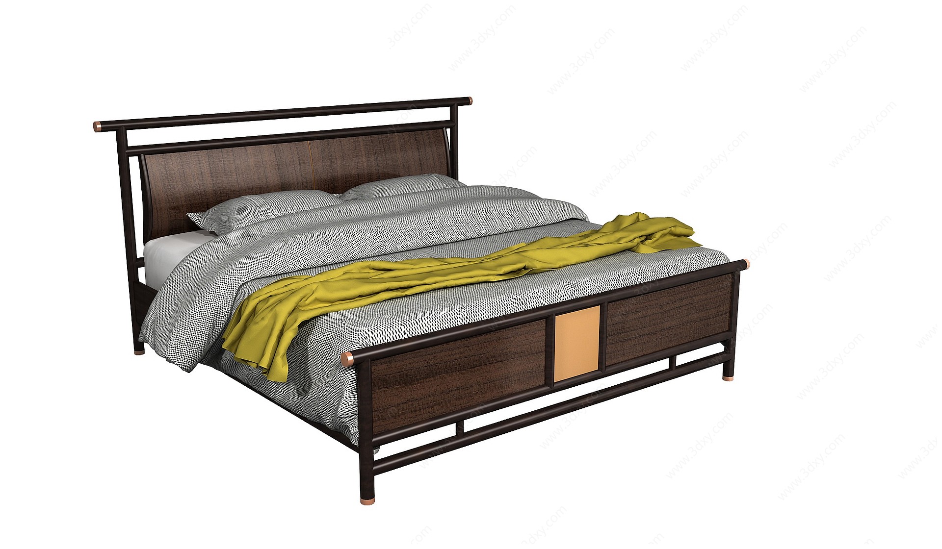 新中式床单品床3D模型