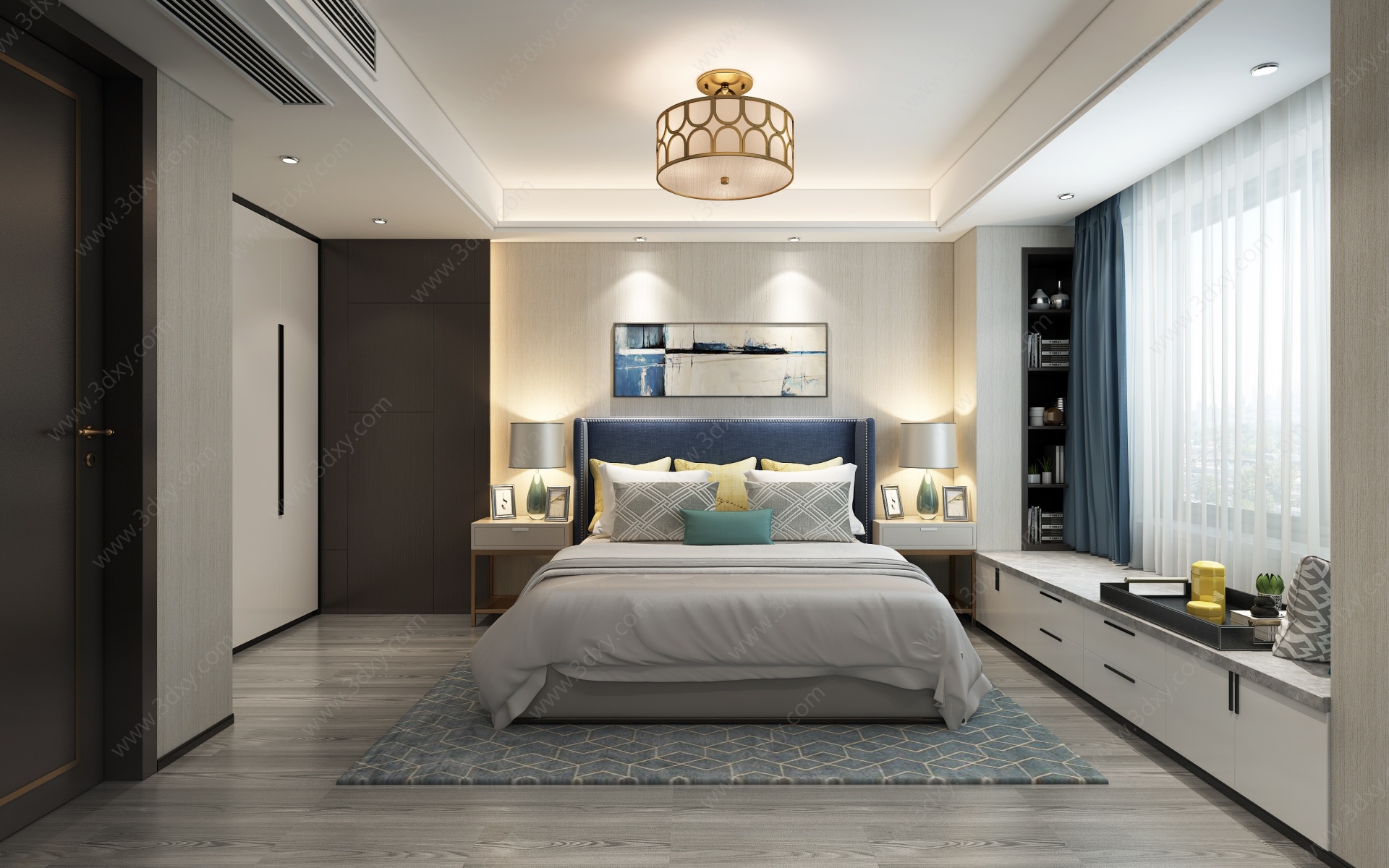 现代卧室床吊灯3D模型