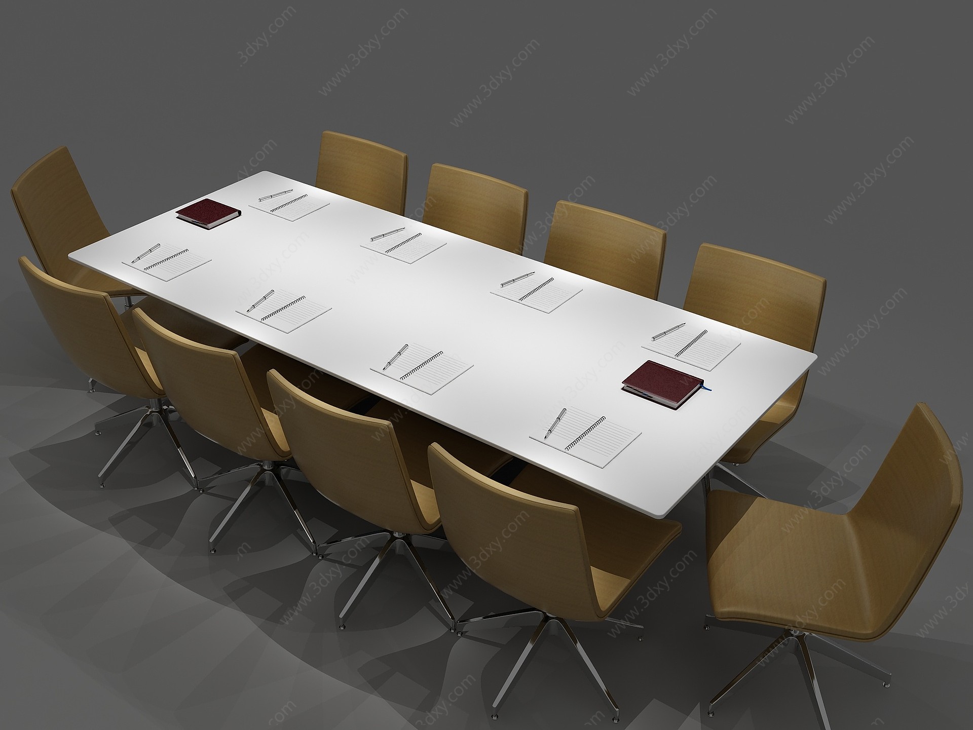 现代会议桌办公桌3D模型