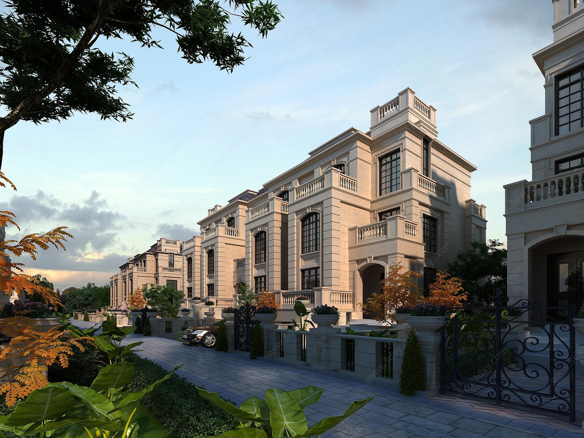 欧式豪华古典别墅洋房外观3D模型